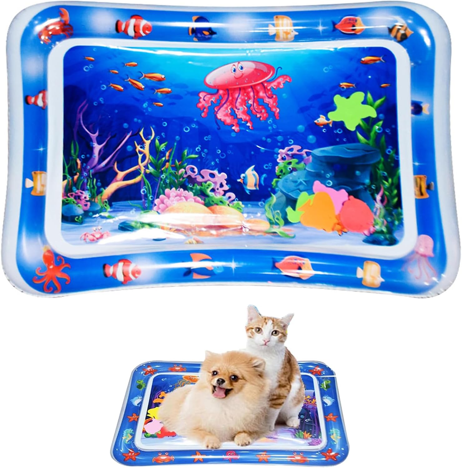 CHENRI Sensor Water Playmat, Sensory Water Play Mat for Cats, Water Mat Sensory Toy, Summer Water Play Mat, Interactive Cat Toy, Water Mat for Cats, Dogs (E) - C image number 7