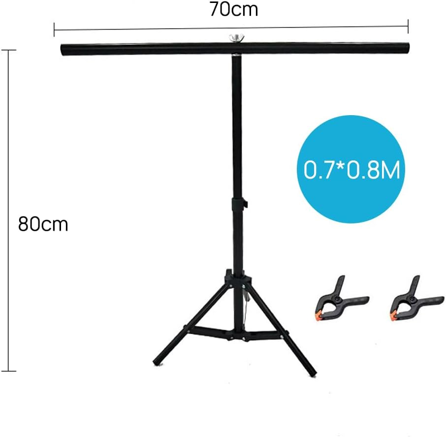 Adjustable T-Shape Backdrop Stand Kit Photo Background Screen Photography with Two Clamp (0.7 * 0.8 M / 2.3 * 2.62Ft) image number 4
