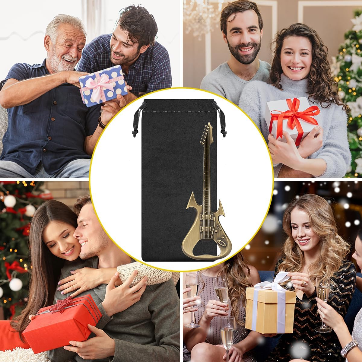 Bronze Guitar Bottle Opener, Beer Gadgets, Guitar Shaped Beer Opener, Novel Gifts for Men Women, Musical Instrument Gift for Guitarist, Musician, Music Presents, Christmas Gifts, Kitchen Pub Tools - Dark Silver With Bag image number 7