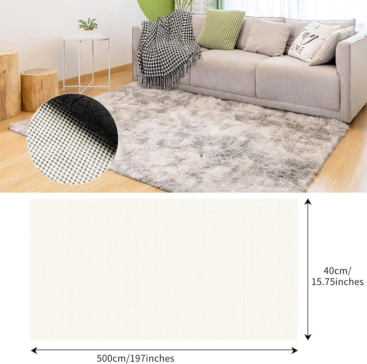 Non-Slip Drawer Liner & Shelf Liners - 40X500Cm PVC Kitchen Cupboard Draw Liners with Large Particles, Beige anti Slip Grip Mat for Cabinet, Wardrobe, Cushioned Protection with Airflow Design image number 6