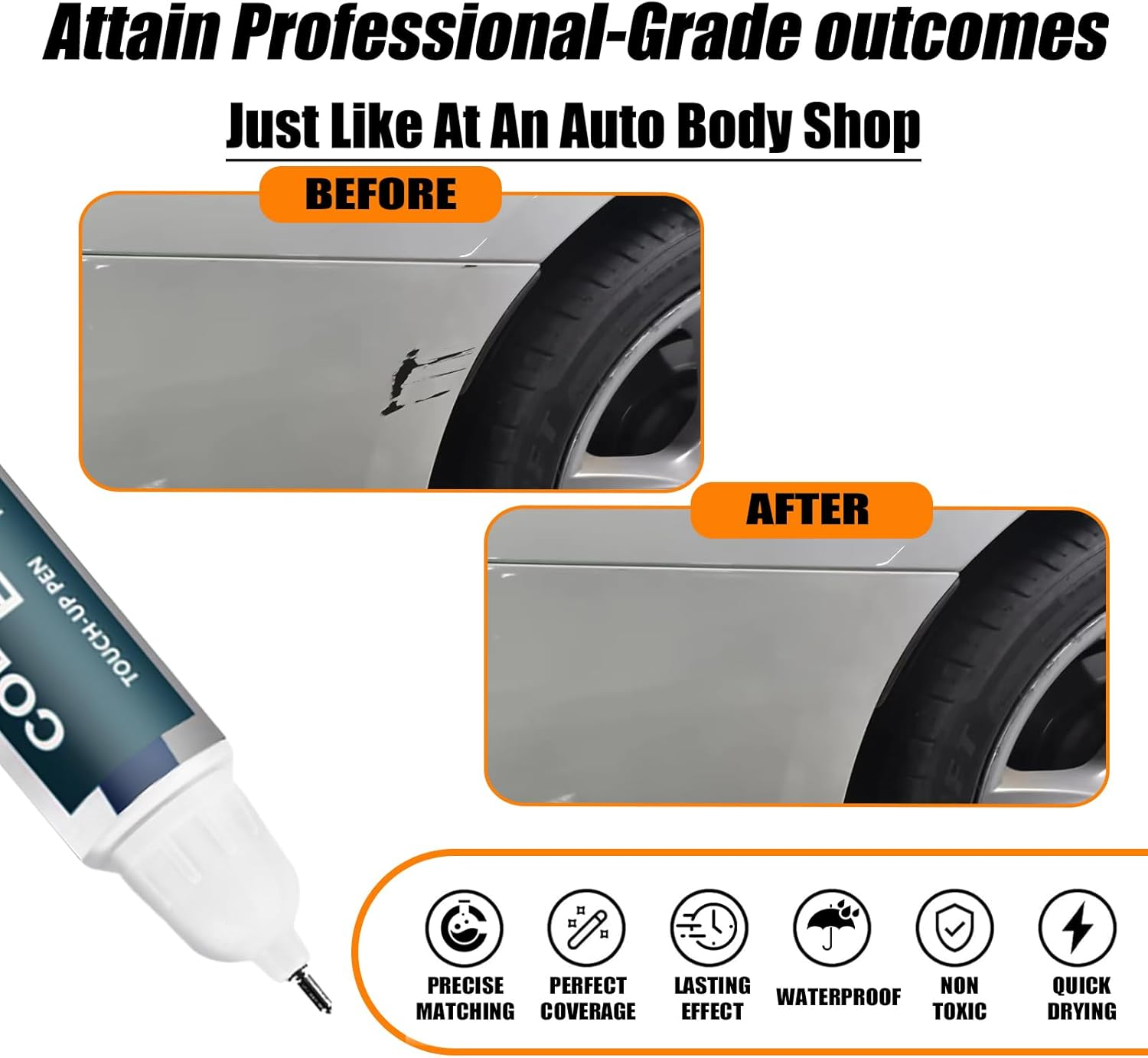 Alpine White(300) Touch up Paint for BMW, Car Paint Pen Scratch Repair Two-In-One Touch up Paint, Premium Car Scratch Remover for Deep Scratches image number 5