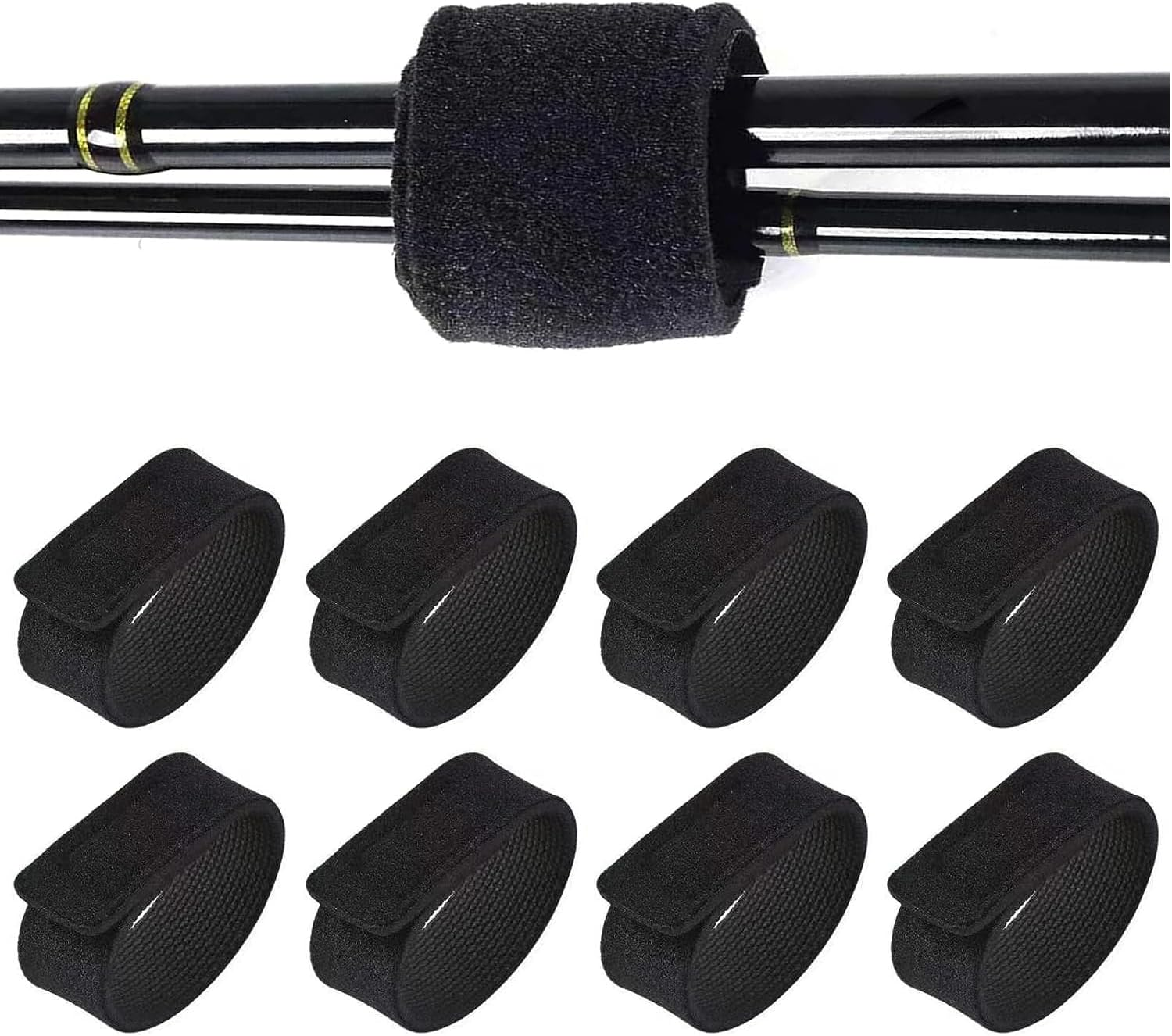 Fishing Rod Belts Ties, Adjustable Fishing Rod Straps, Elastic Bandage Magic Bait Strap, Fishing Gear Supplies, Pack of 8