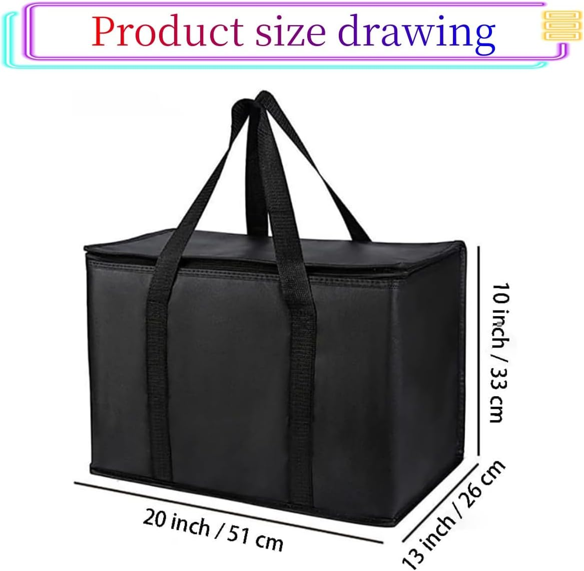 Insulated Cooler Collapsible Bag, Zipper Closure Keep Food Hot or Cold,Reusable Shopping Bag，For Hot and Cold Food Delivery，Support Plate Included