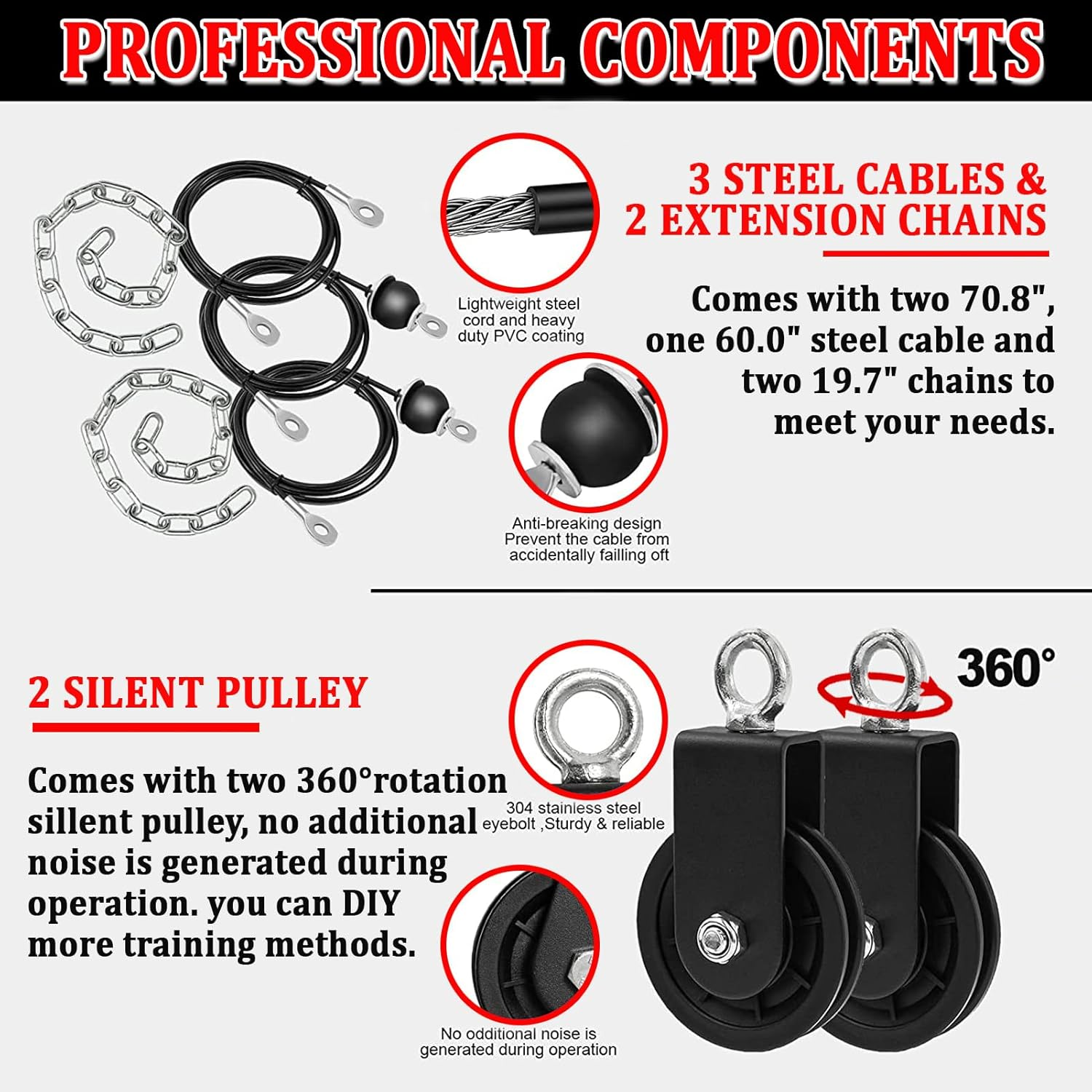 Cable Pulley System Gym Upgraded Home Strength Training Equipment Workout Accessories LAT Pull down Fitness for Triceps Pull down Biceps Curl Back Forearm Shoulder image number 4
