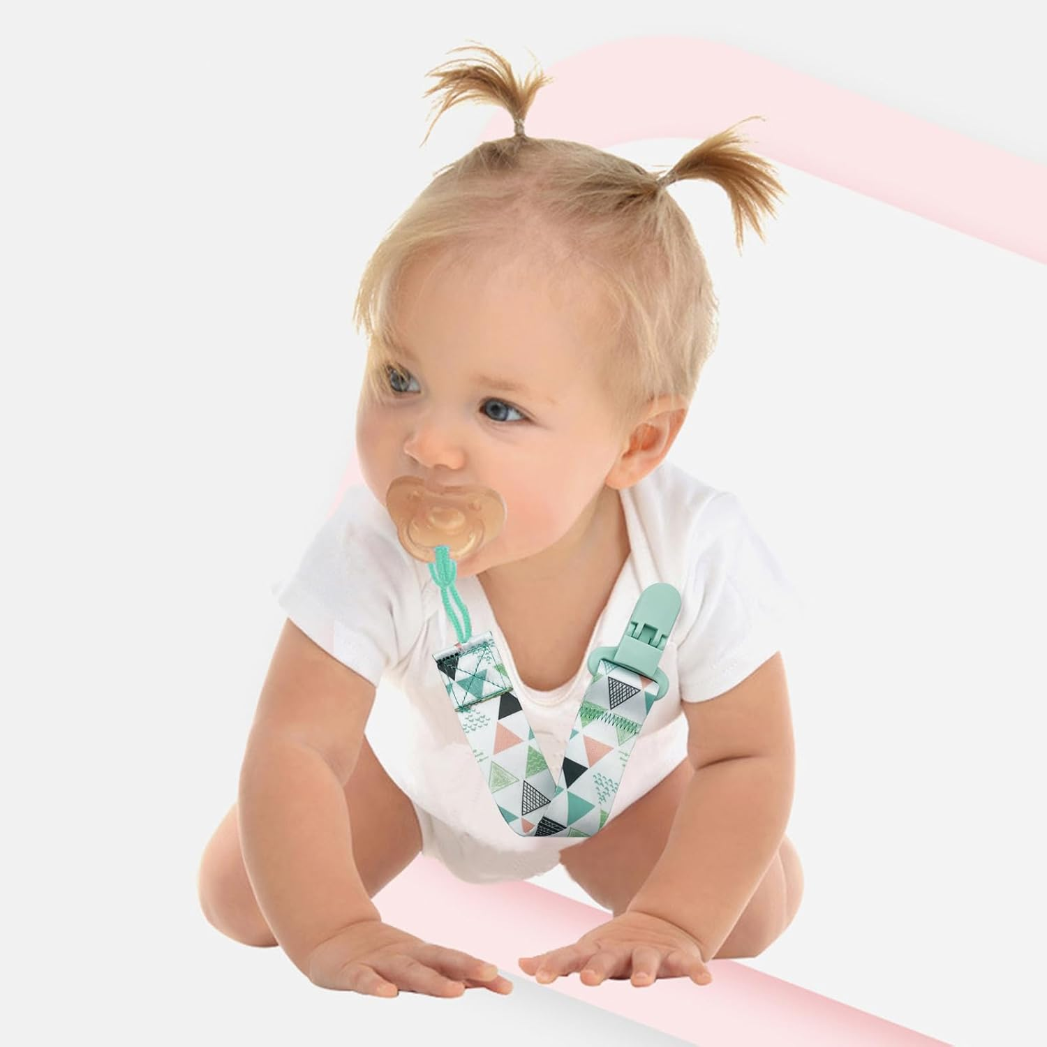 Set 6 Baby Pacifier Holder Clips - Dummy Clips Lightweight Universal Holder Leash for Boys and Girls Fits for Most Pacifiers - Protects Your Baby - Binkie Styles & Baby Teethers & Toys and Gift