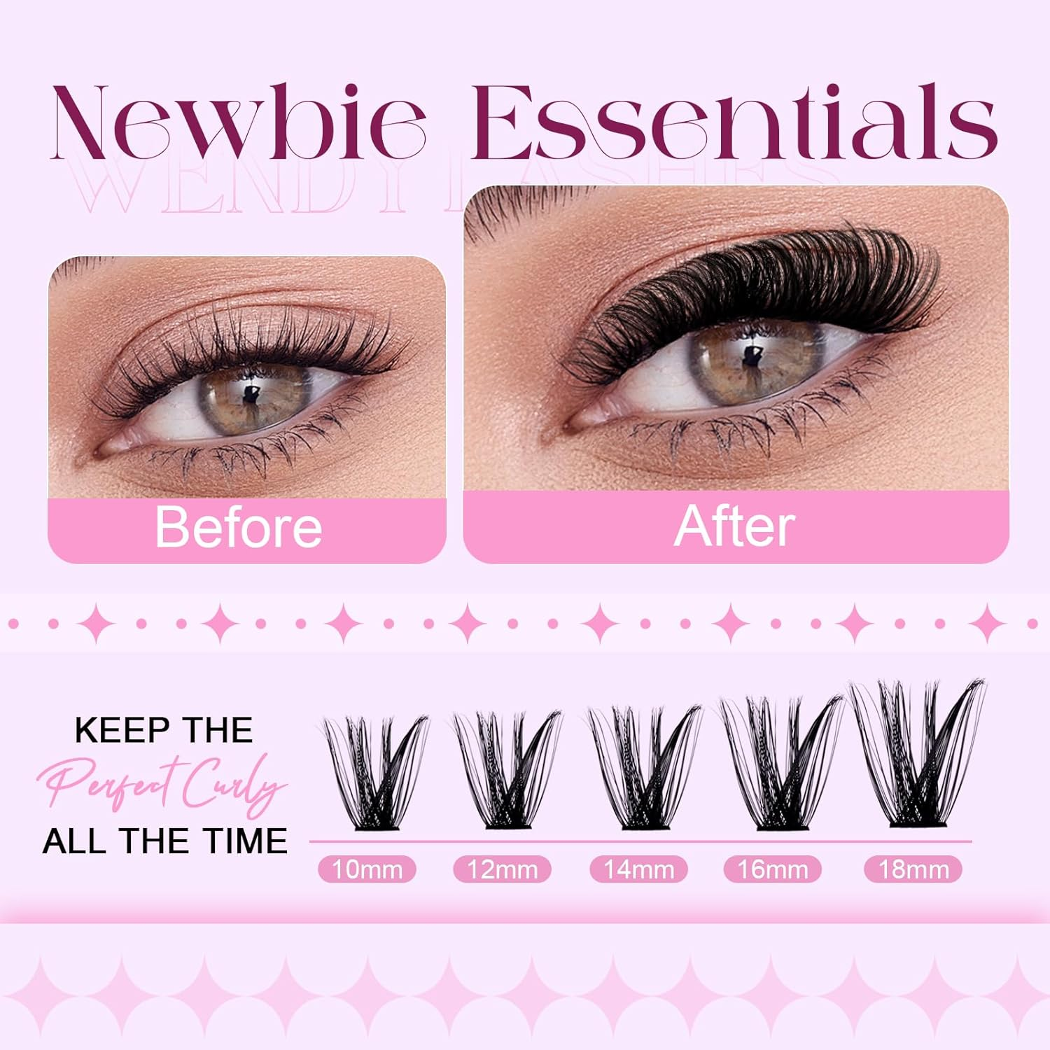 Lash Clusters 80D+100D Wispy Individual Lashes D-Curly Volume Lash Extensions 10-18Mm Natural DIY Cluster Lashes for Beginners image number 2