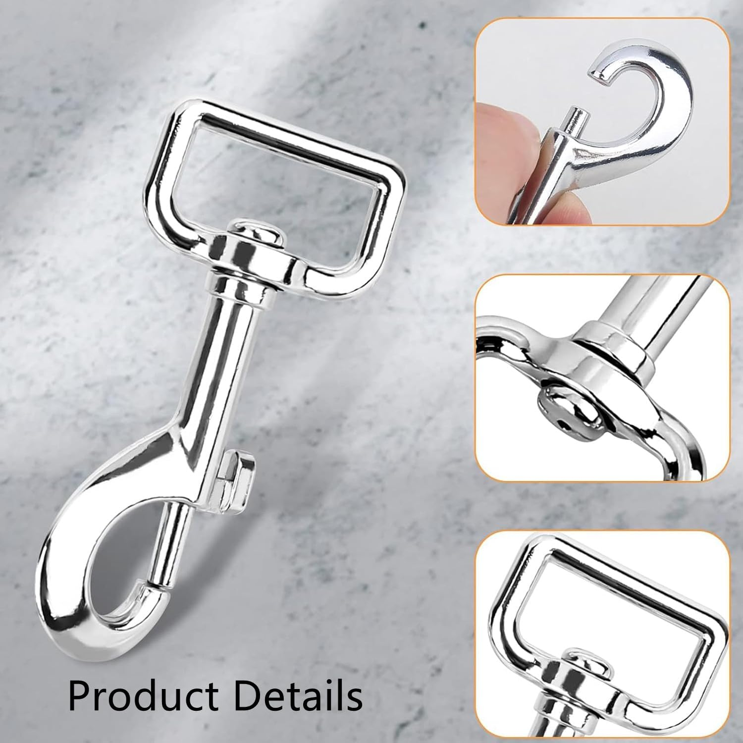 RUIENGCOMM 10Pcs Dog Leads Clips Stainless Steel Clips Clasp 360&deg; Swivel Snap Hooks Pet Buckle Key Chain Suitable for Connecting Pet Collars and Keychains image number 6