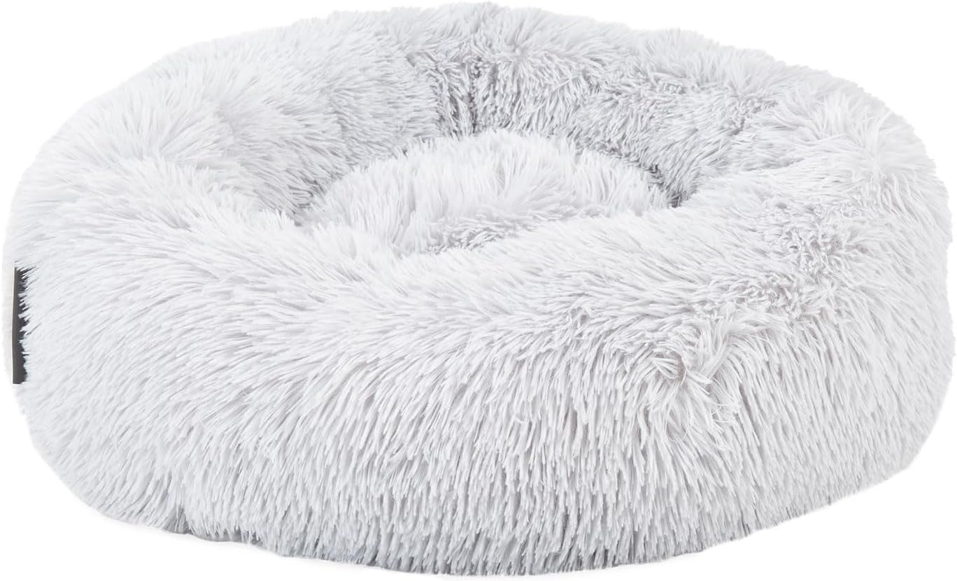 Dan and Sam Serenity Donut Bed 55Cm - Light Grey, Ultra-Soft Pet Bed for Cats & Small Dogs, Plush, Comfy & Calming Design, Machine Washable, Ideal for Restful Sleep