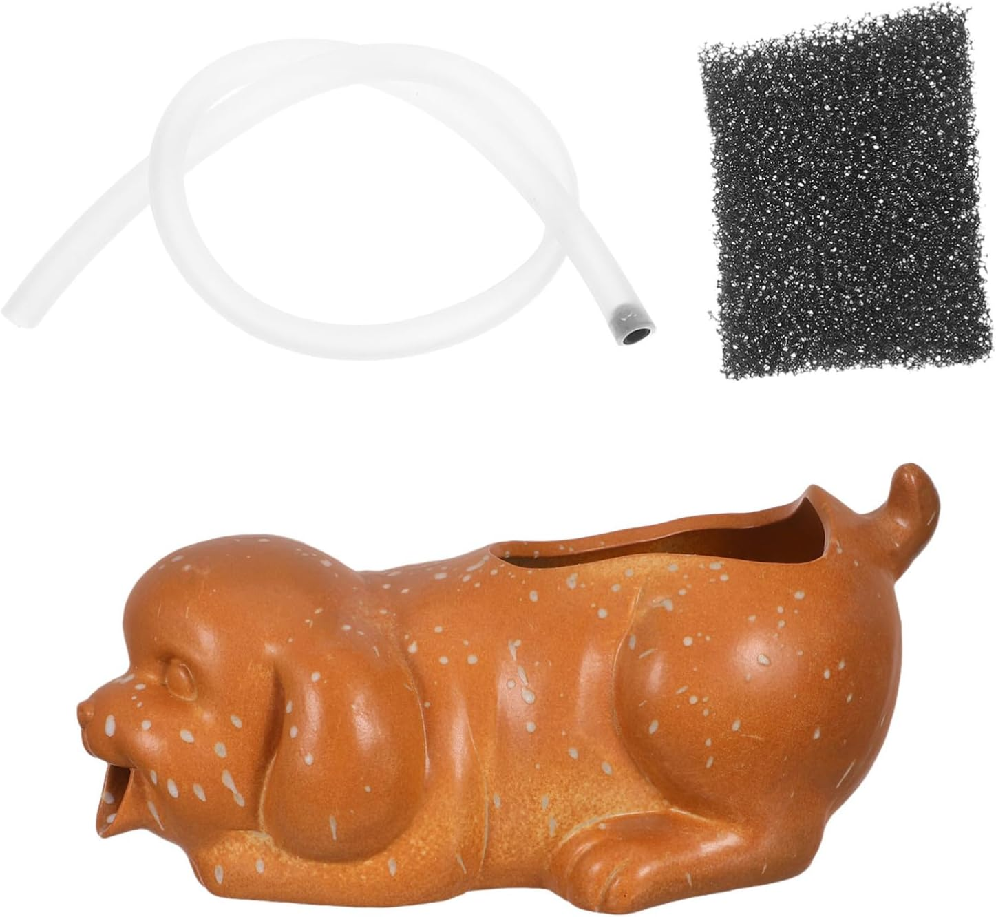 Ceramic Puppy Fountain Spitter Garden Waterfall Jar for Outdoor Patio Decor with Planter for Fish Tank Micro Landscape