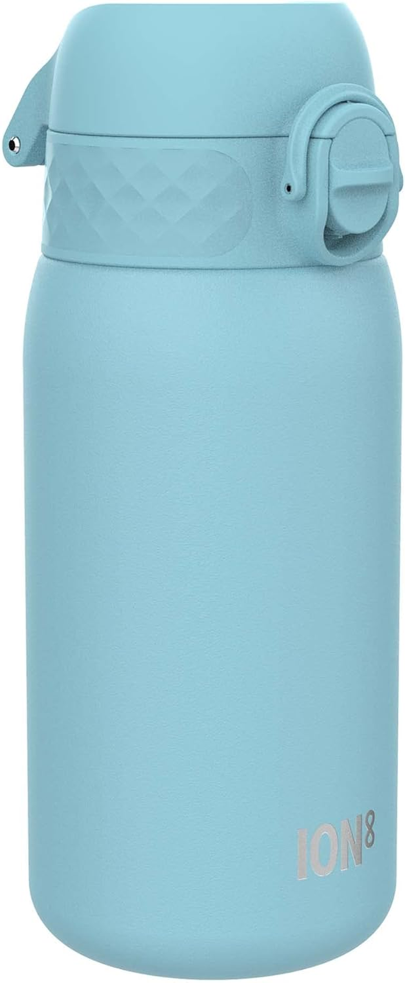 Ion8 Kids Water Bottle, Steel 400 Ml/13 Oz, Leak Proof, Easy to Open, Secure Lock, Dishwasher Safe, Flip Cover, Carry Handle, Easy Clean, Durable, Metal Water Bottle, Carbon Neutral