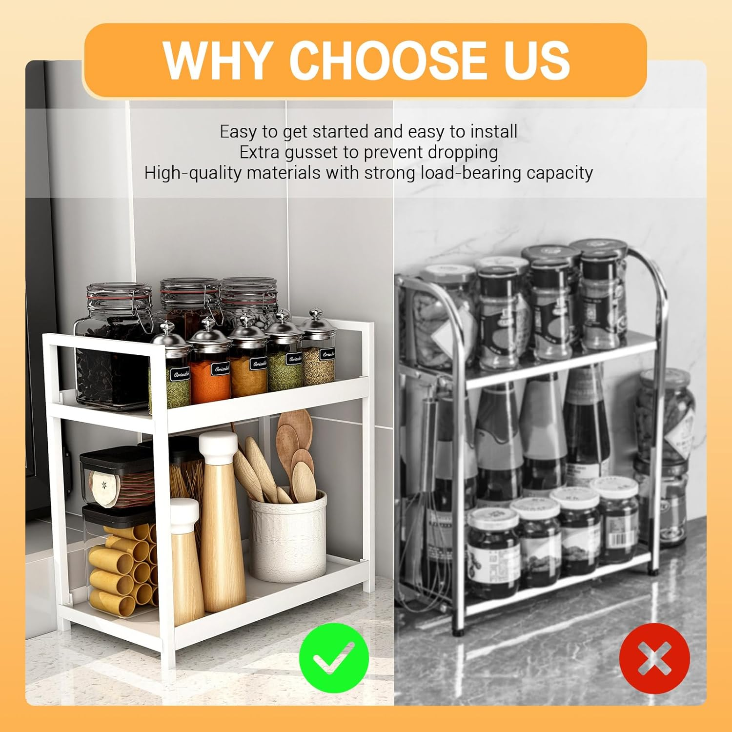 2-Tier Bathroom Counter Organizer with Basket, Vanity Tray Shelf, Bathroom Organizer Countertop, Vanity Organizer Bathroom Tray, Makeup and Skincare Organizers for Vanity Kitchen Spice Rack (White) image number 3