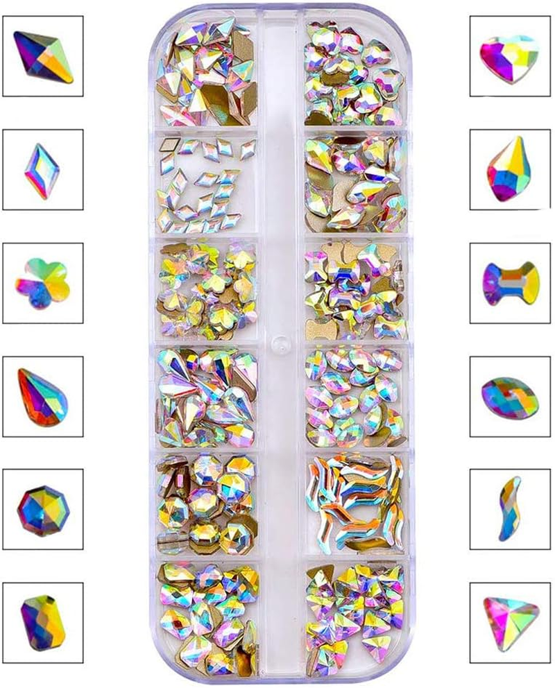 1 Box Nail Glass Crystal Rhinestones Nail Art Set Nail Gems Clear Glass Jewels image number 1