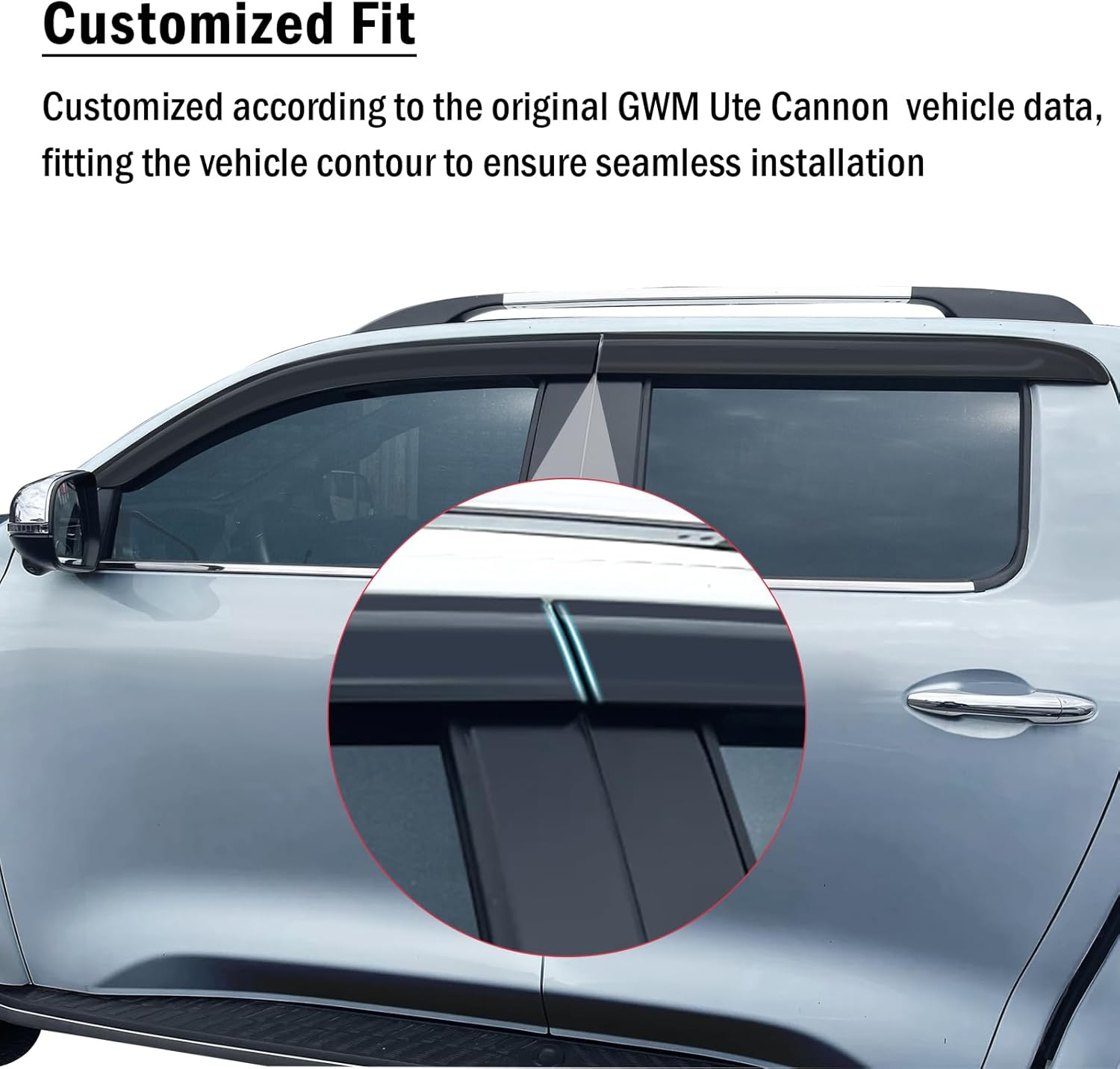 SUERAUTO4X4 Weather Shield for GWM Cannon 2020-2025 Dual Cab Accessories, GWM Ute Weathershields Window Visors Car Wind Deflectors Rain Guard Exterior Tinted Black, 4PCS image number 2