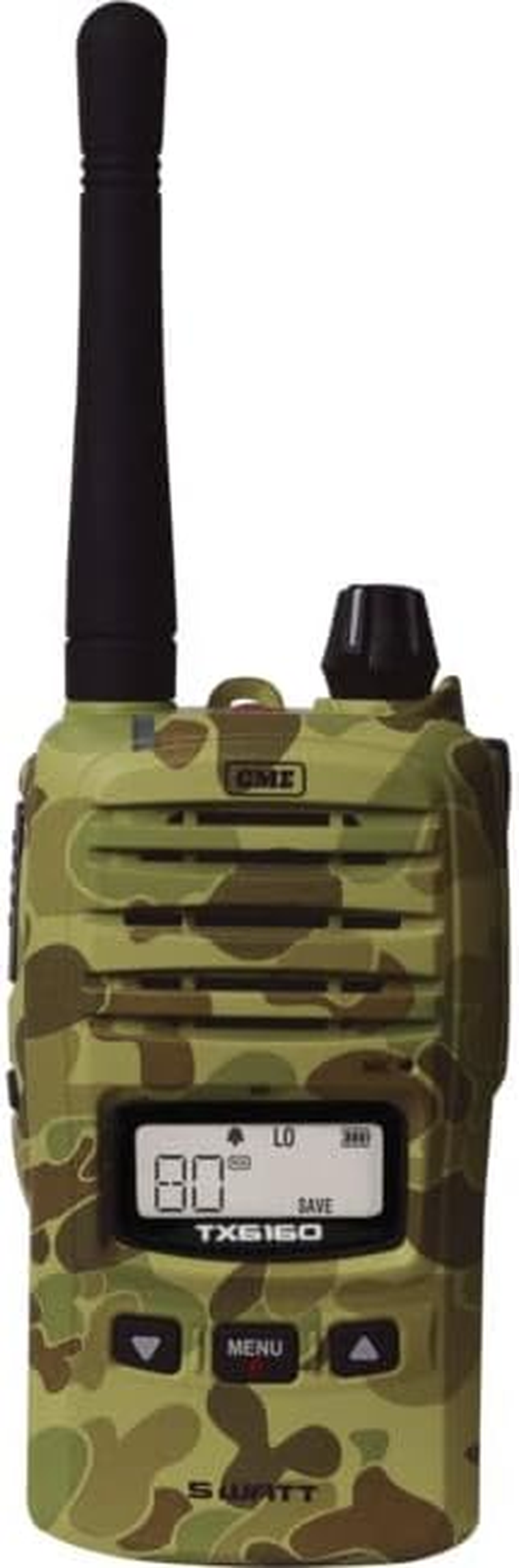 GME TX6160XCAMO 5W UHF Ip67 CB Handheld Limited Edition Camouflage 5/1 Watt Switchable Transmission Power, Rugged Design, Ip67 Ingress Protection image number 1