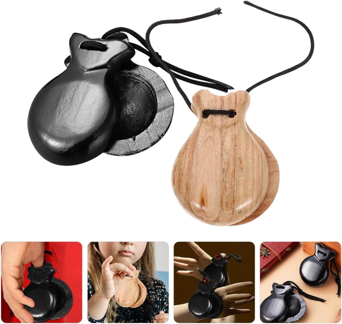 2Pcs Spanish Castanets Adults Instruments Percussion Instruments for Adults Percussion Castanets Classroom Rewards Castanets Instrument Party Favors Handheld Castanets Wood image number 2