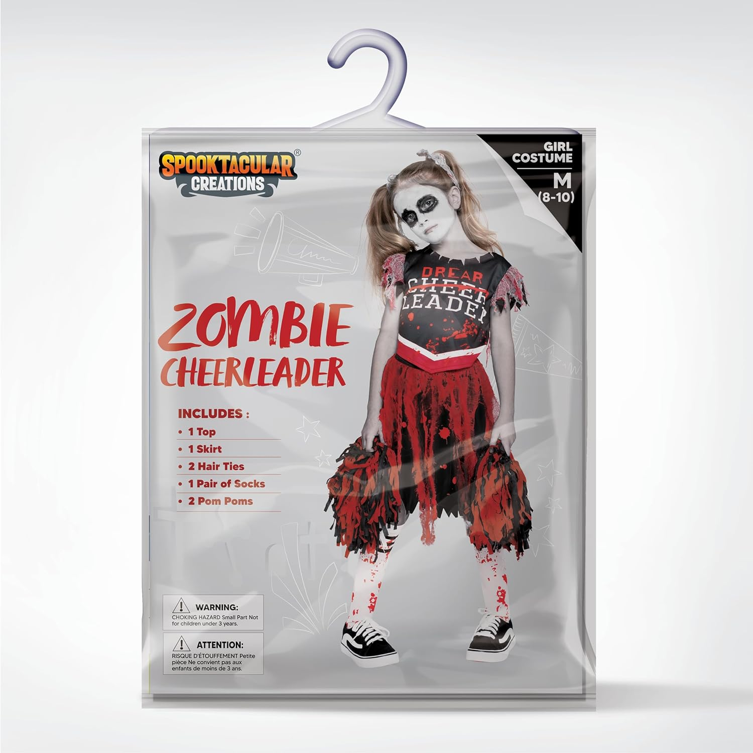 Spooktacular Creations Zombie Halloween Cheerleader Costume, Girls Scary Cheerleading Outfit for Halloween Role Play Parties image number 1