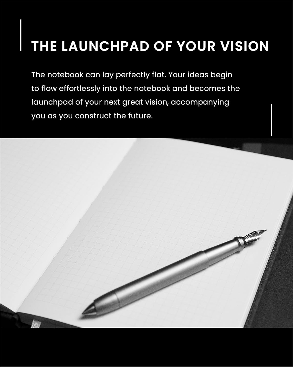 Novium Leatherette Notebook, A5 Hardcover Notebook, Sleek Inspirational Notebooks with Acid-Free Papers, Grid Sheets, Professional Notebook, Enhancing Productivity to Achieve Goals, Leather Journal for Men & Women, Inspirational Gifts for Business image number 4