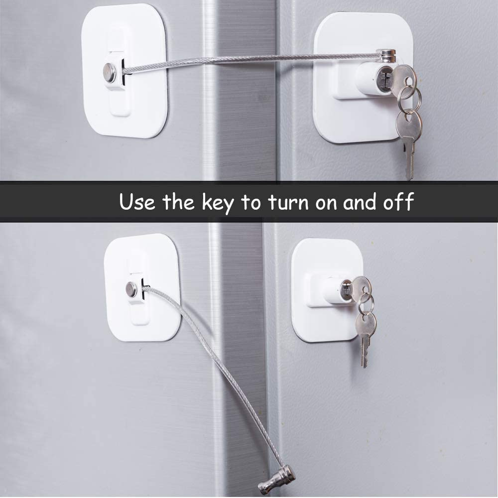 Fridge Lock,Refrigerator Locks,Freezer Lock with Key for Child Safety,Locks to Lock Fridge and Cabinets (White Fridge Lock-1Pack) image number 3