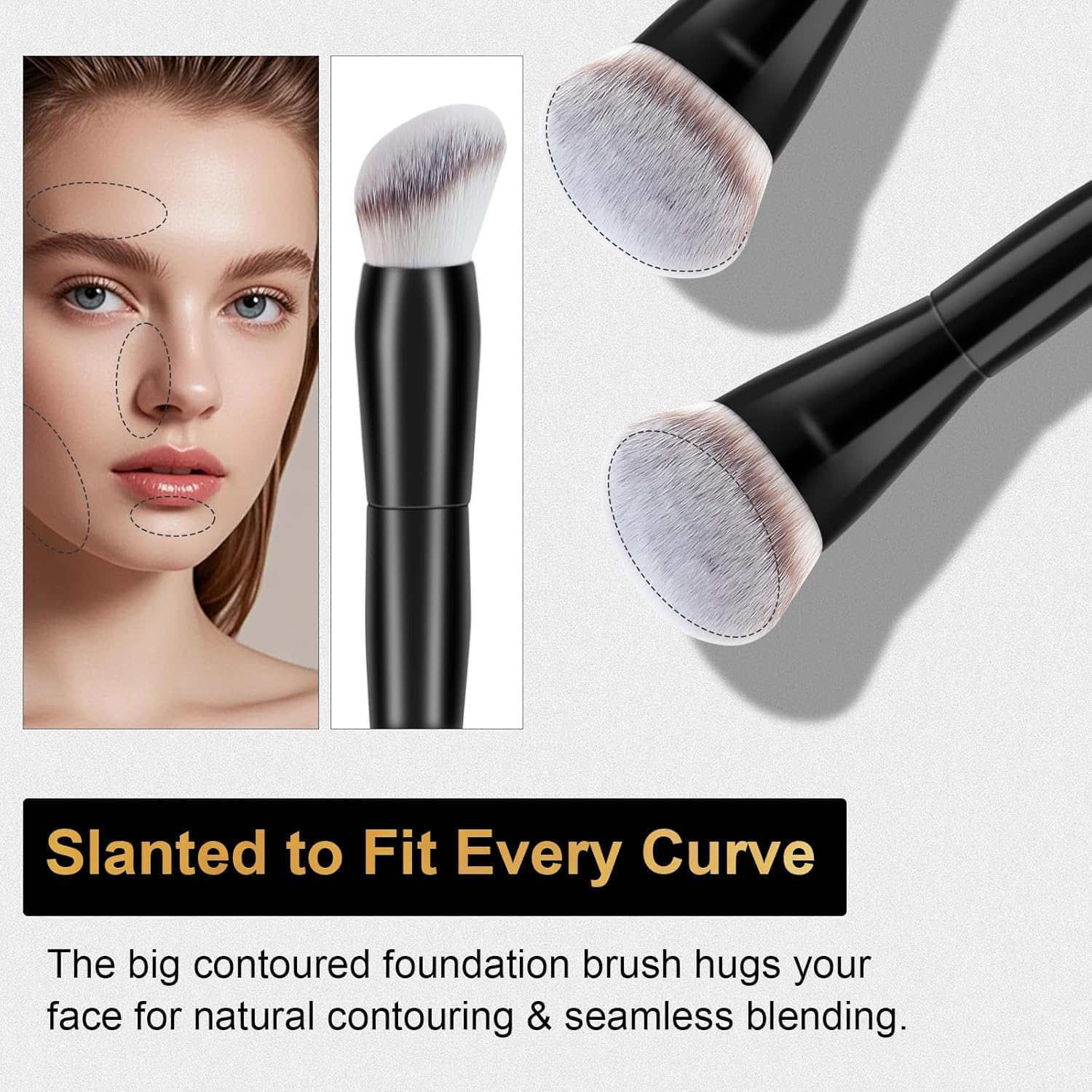 Start Makers 2PCS Foundation Brush Set, Soft Dense Synthetic Kabuki Foundation Brushes, Concealer Brush for Liquid, Cream, Powder, Vegan Makeup Brushes Flawless Make up Application