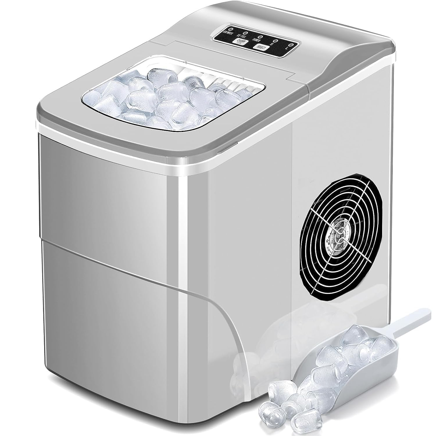 YOPOWER 2.2L Ice Maker Machine Countertop, Portable Ice Machine for Home and Commercial, Silver image number 6