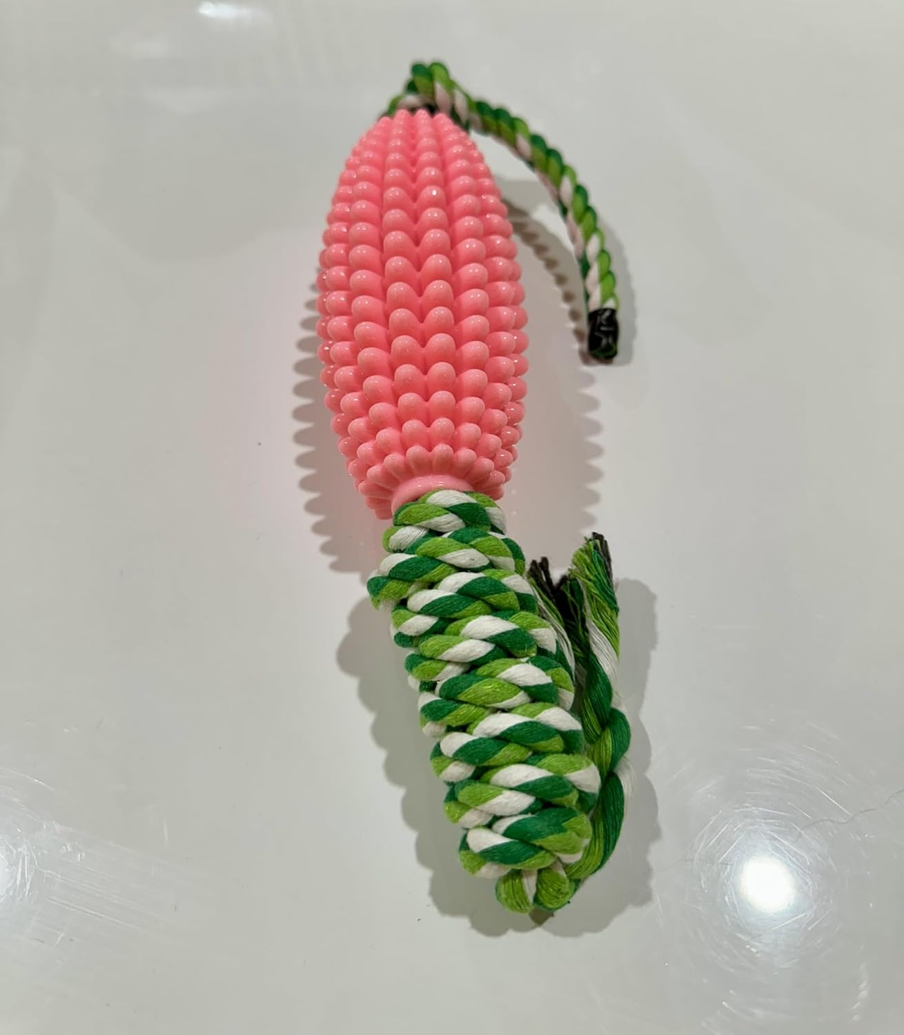 Ozzything'S Dog Chew Toy with Rope, Textured Rubber, Multiple Colours Available (Pink)