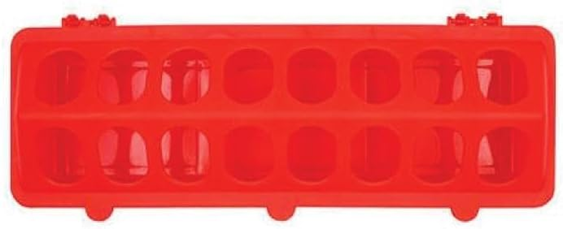 30Cm Long Poultry Feeder Feeding Trough Chicken Chick Red Plastic Flip Top Container image number 1