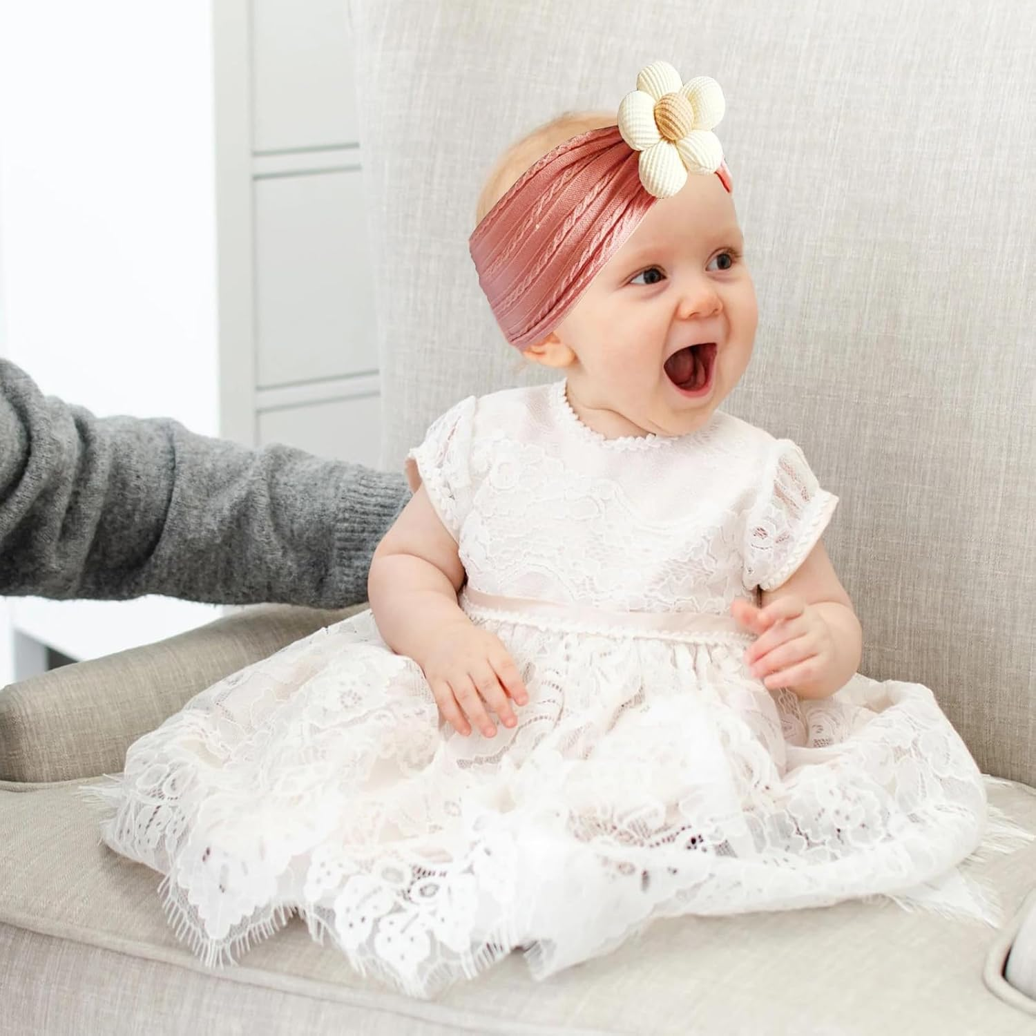 Hjiaruiky Baby Headbands Baby Girls Bows Headband Newborn Bow Handmade Soft Headbands with Bows Hairbands for Infant Toddler Black White Pink (BROWN+BEIGE+PINK) image number 2