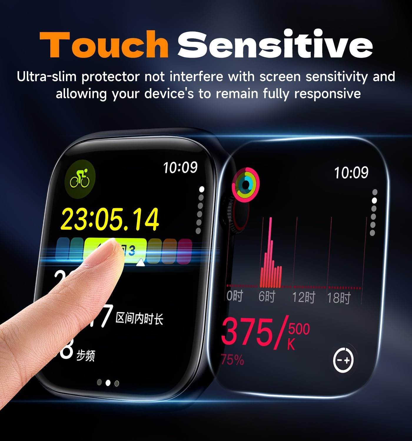 MAGIC JOHN 2 Pack for Apple Watch Series 9/8/7 41MM Screen Protector, Ceramic Film Material Not Glass 7H, Easy Installation, Bubble Free, Anti-Scratch, HD Clear image number 1