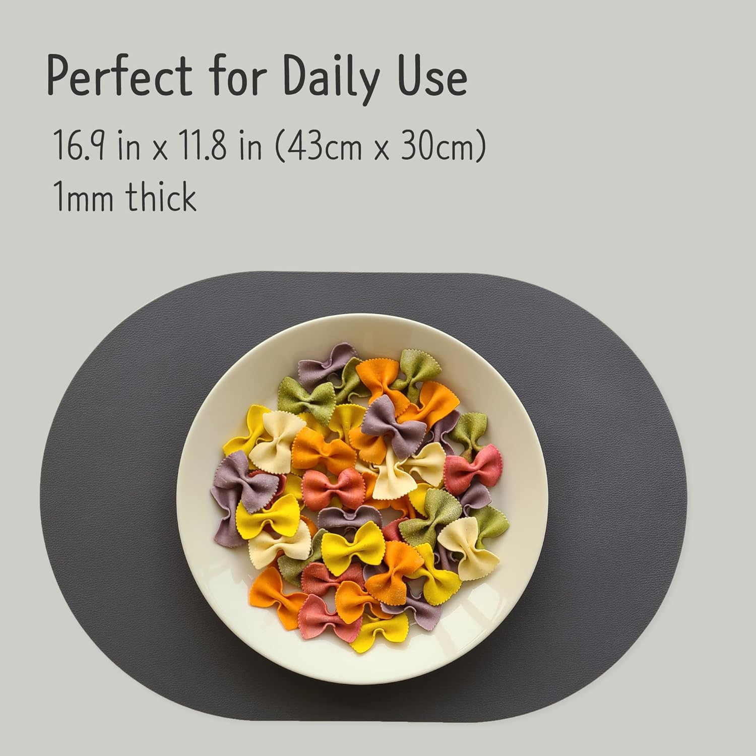 Silicone Placemats Set of 4 - Heat Resistant Washable and Wipeable Non Slip Place Mats, Waterproof Modern Dining Table Mats, Oval 16.9"X11.8"(Classic Dark Gray) image number 1