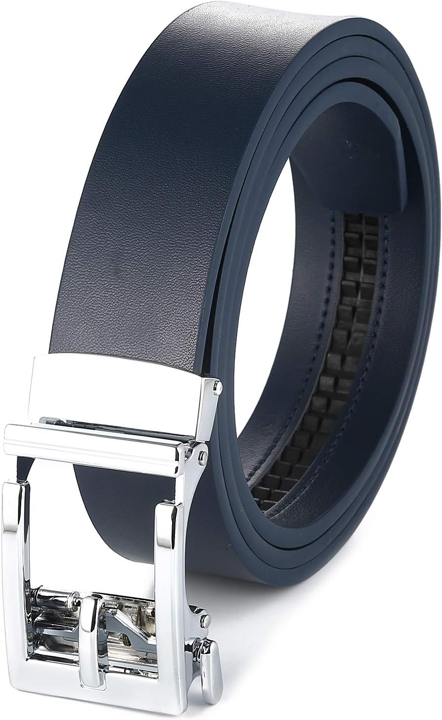 Gelante Genuine Leather Ratchet Dress Belt with Automatic Sliding Buckle - Minimalistic Style-Trim to Fit image number 5