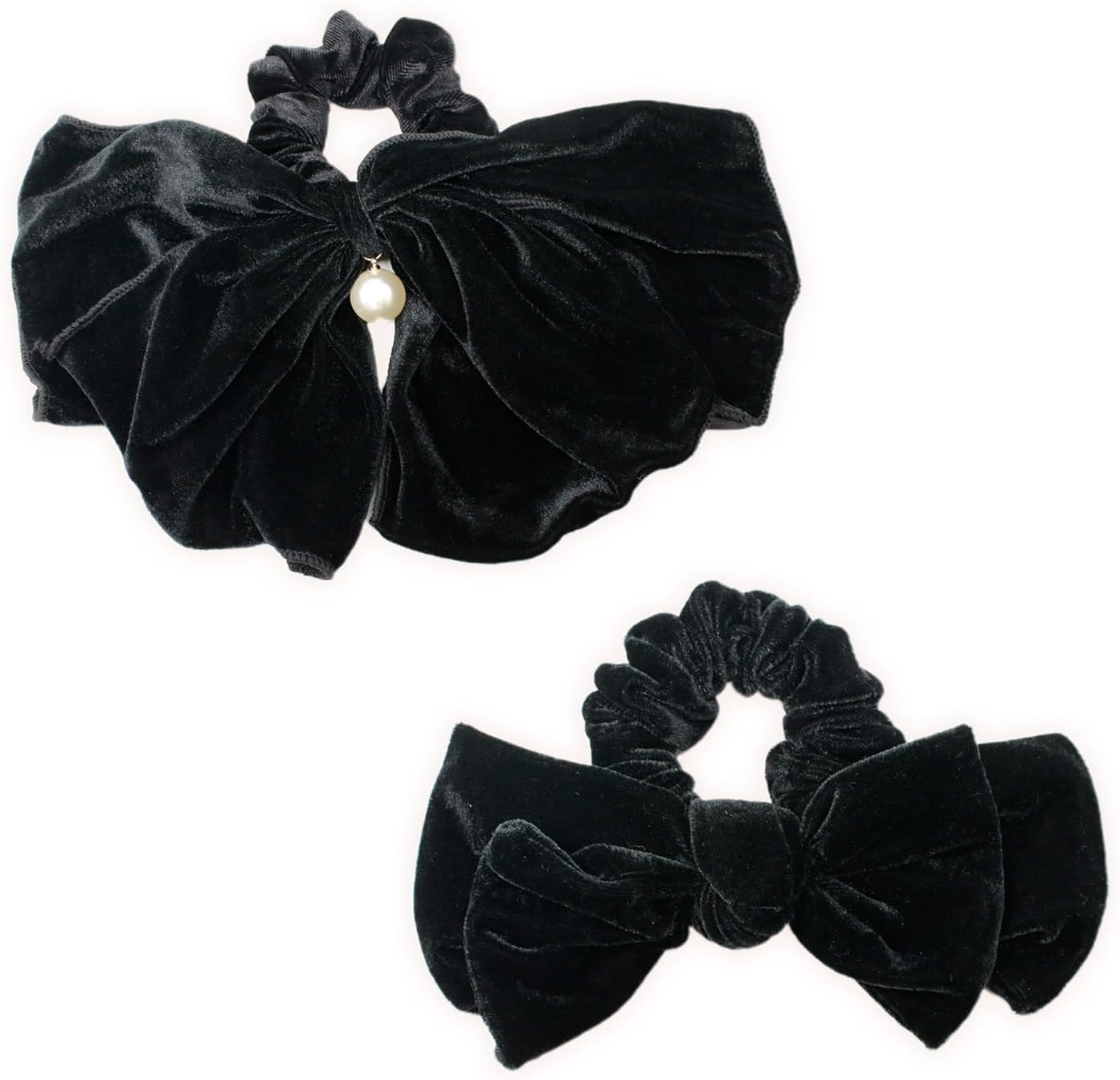 MILASIC TN-VLRS-BK-A Velour Ribbon Scrunchie, Set of 2, Hair Accessories, Hair Elastic, Velour Material, Ribbon Scrunchies, Hair Arrangement, Ponytail, Hair Ornament, Women'S, Mature Cute, Elegant image number 2