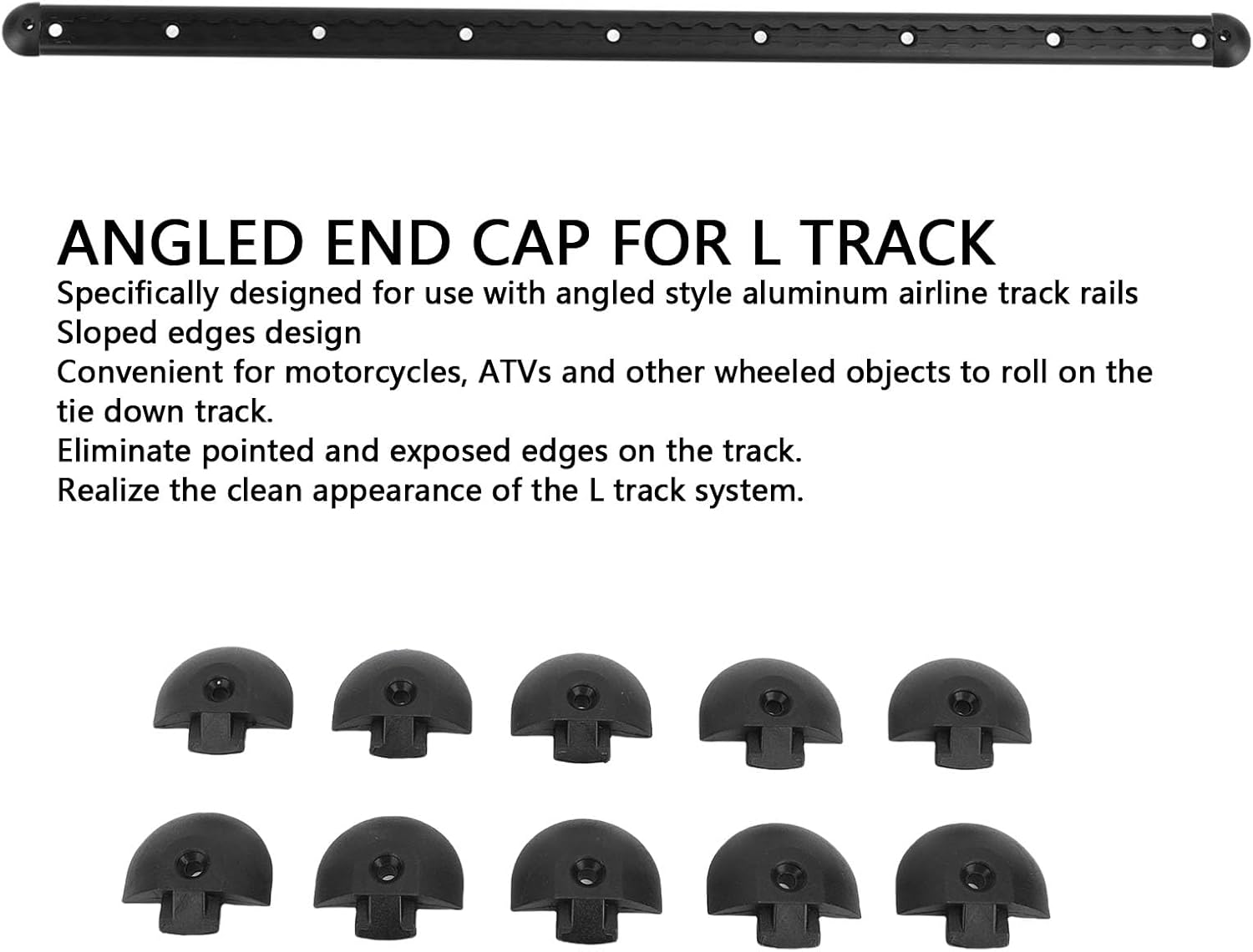10PCS Cargo Angled End Cap for L Track, Tie-Down Rail End Caps Ends Plug Cap Enclosed Trailer Cargo Van Track Plugs for Cargo Control Pickup RV ATV image number 4