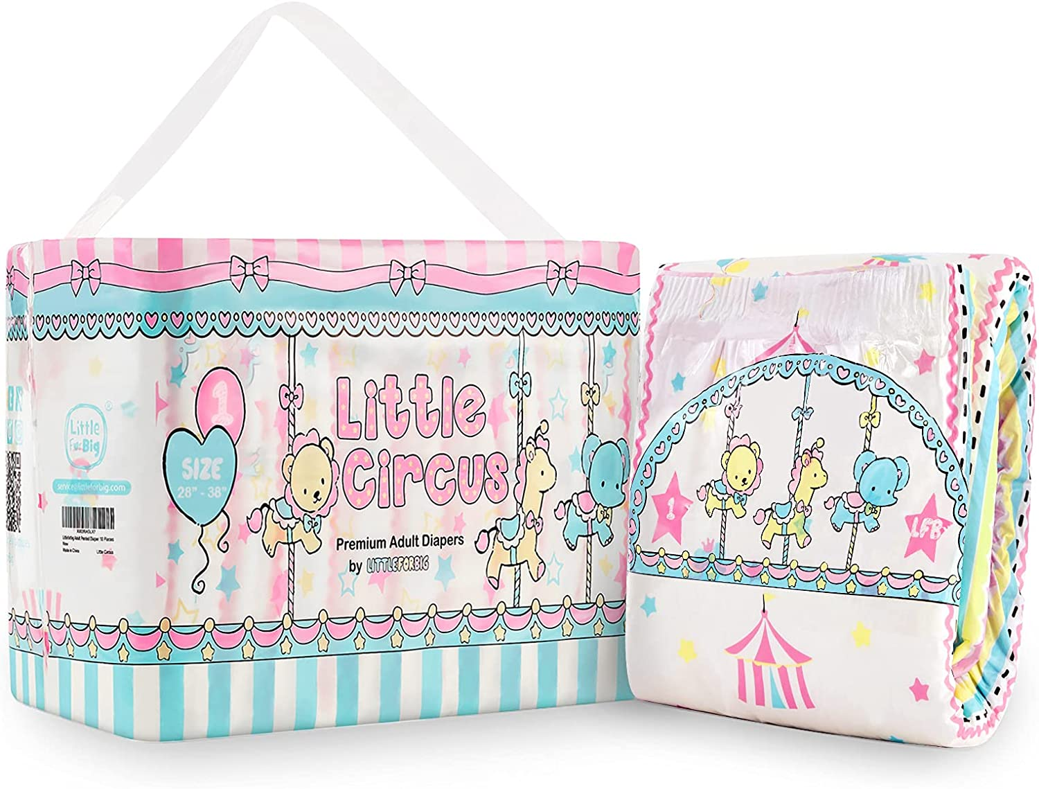 Littleforbig Adult Printed Diaper 10 Pieces - Little Circus L