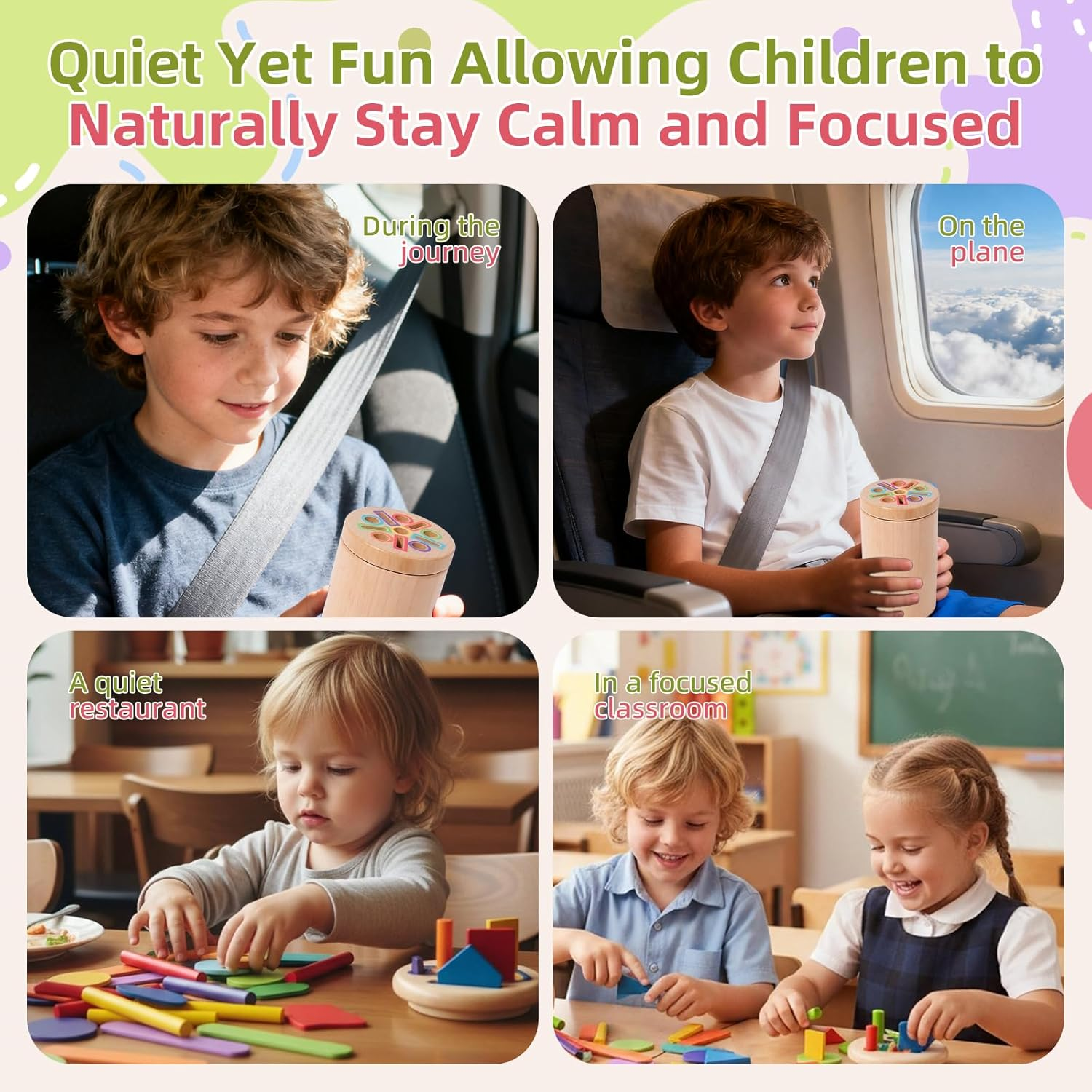 Montessori Toys Toddlers 1-3 Year Old Wooden Learning Color Sorting Toys, Kids Wooden Fine Motor Skills Toy Set, Fine Motor Developmental Sensory Training and Educational Game for Boys and Girls image number 6