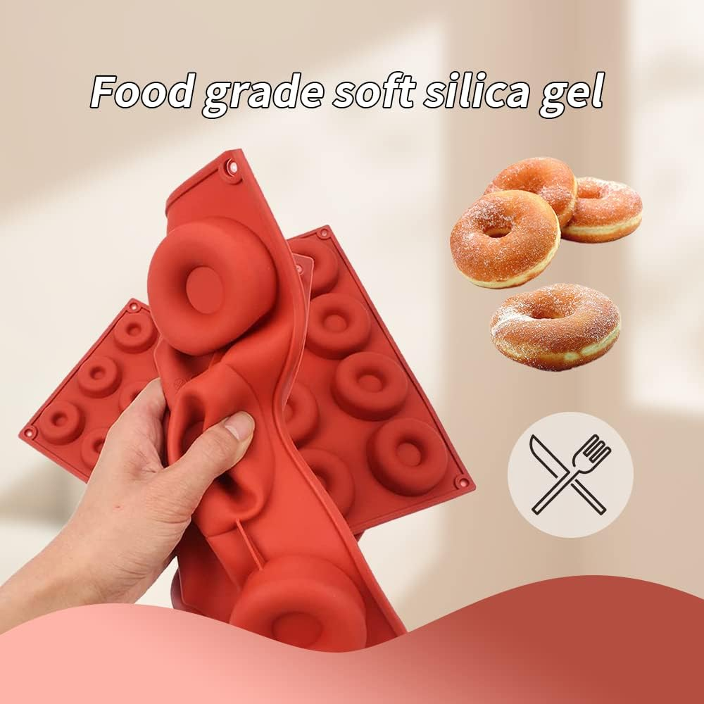 YMPEKA Donut Mold Silicone for Baking Mini Donut Pan 18 Cavity Doughnut Baking Mold Tray BPA Free and Dishwasher Safe, Non-Stick Silicone Baking Pan for Making Muffin Cakes, Tart, Bread image number 6