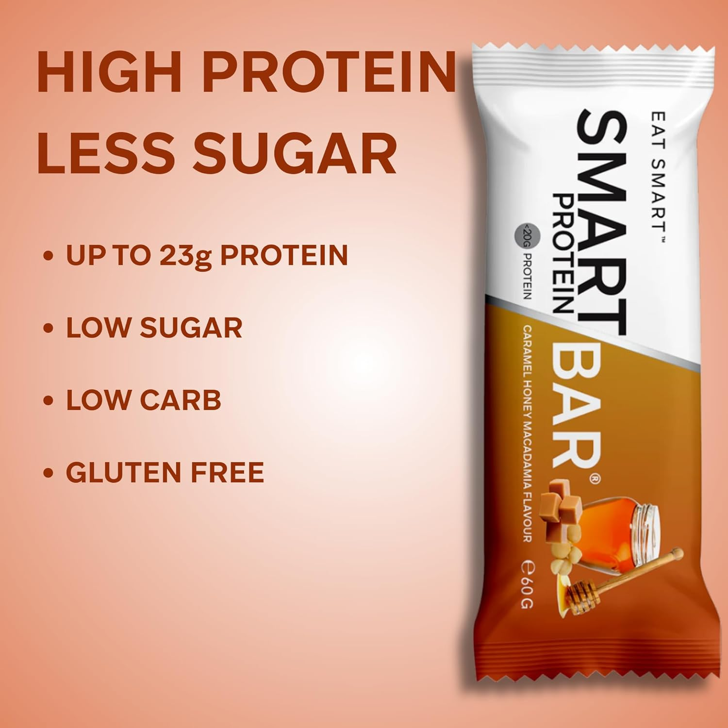 Smart Bars Protein Bar - Caramel Honey Macadamia, 12 X 60 G | 19.1 G High Protein Snack, Keto Friendly, Nutritional, Low-Carb, Low Sugar image number 5