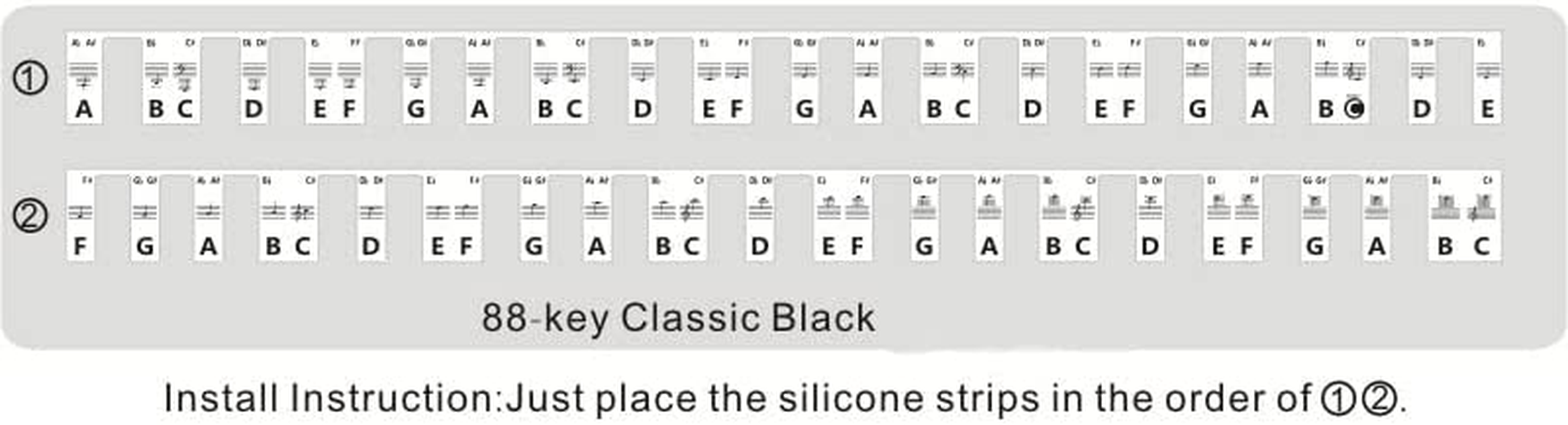 Piano Keyboard Stickers for 88 Key, Bold Large Full-Size Letter Piano Stickers for Learning, Removable and Reusable Silicone Piano Keyboard Letters, Notes Label for Beginners and Kids image number 1