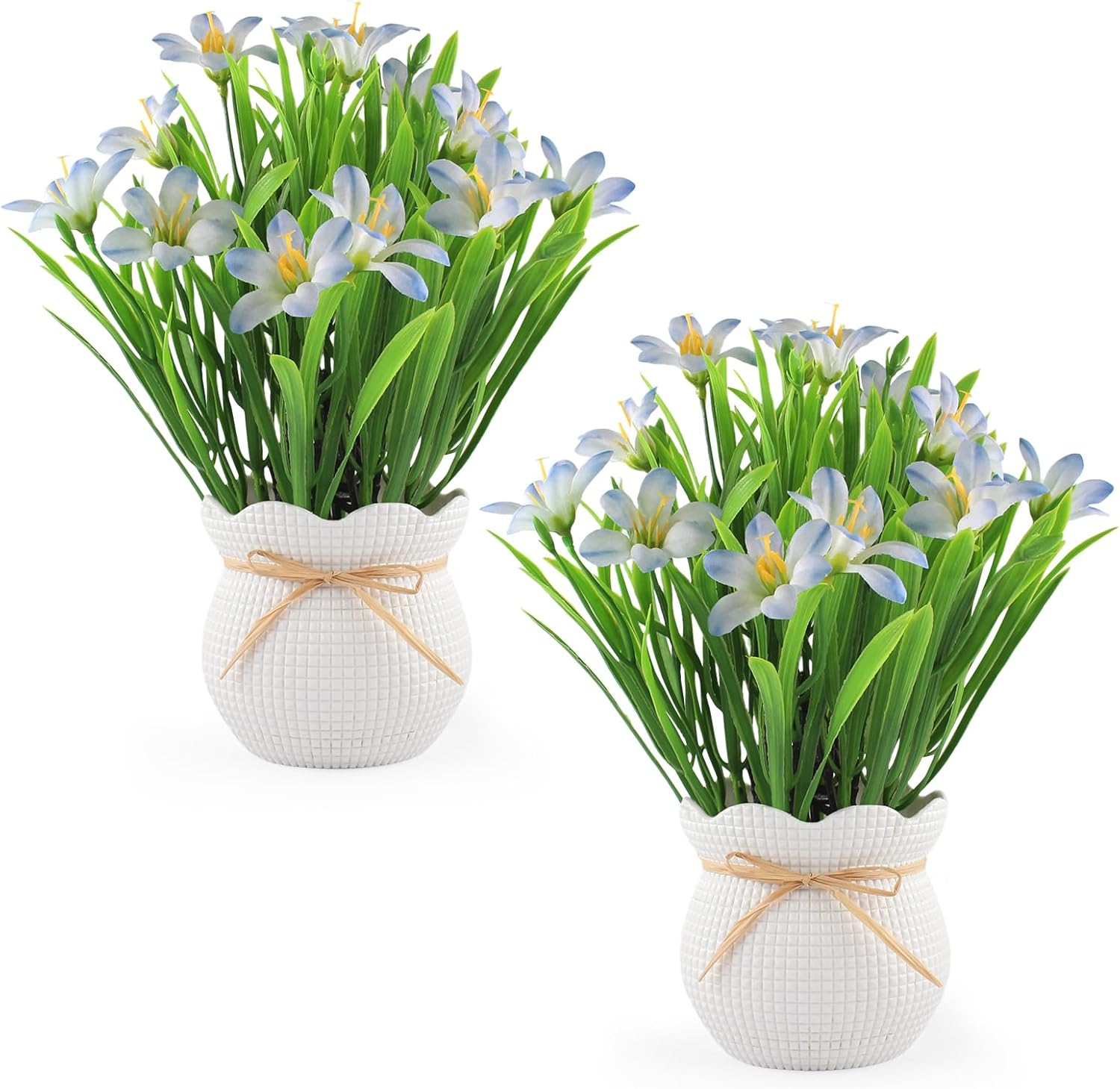 Artificial Flowers Plant UV Resistant Realistic Potted Faux Flowers Lifelike Greenery Maintenance Free Florals Indoor Outdoor Home Office Decor image number 6