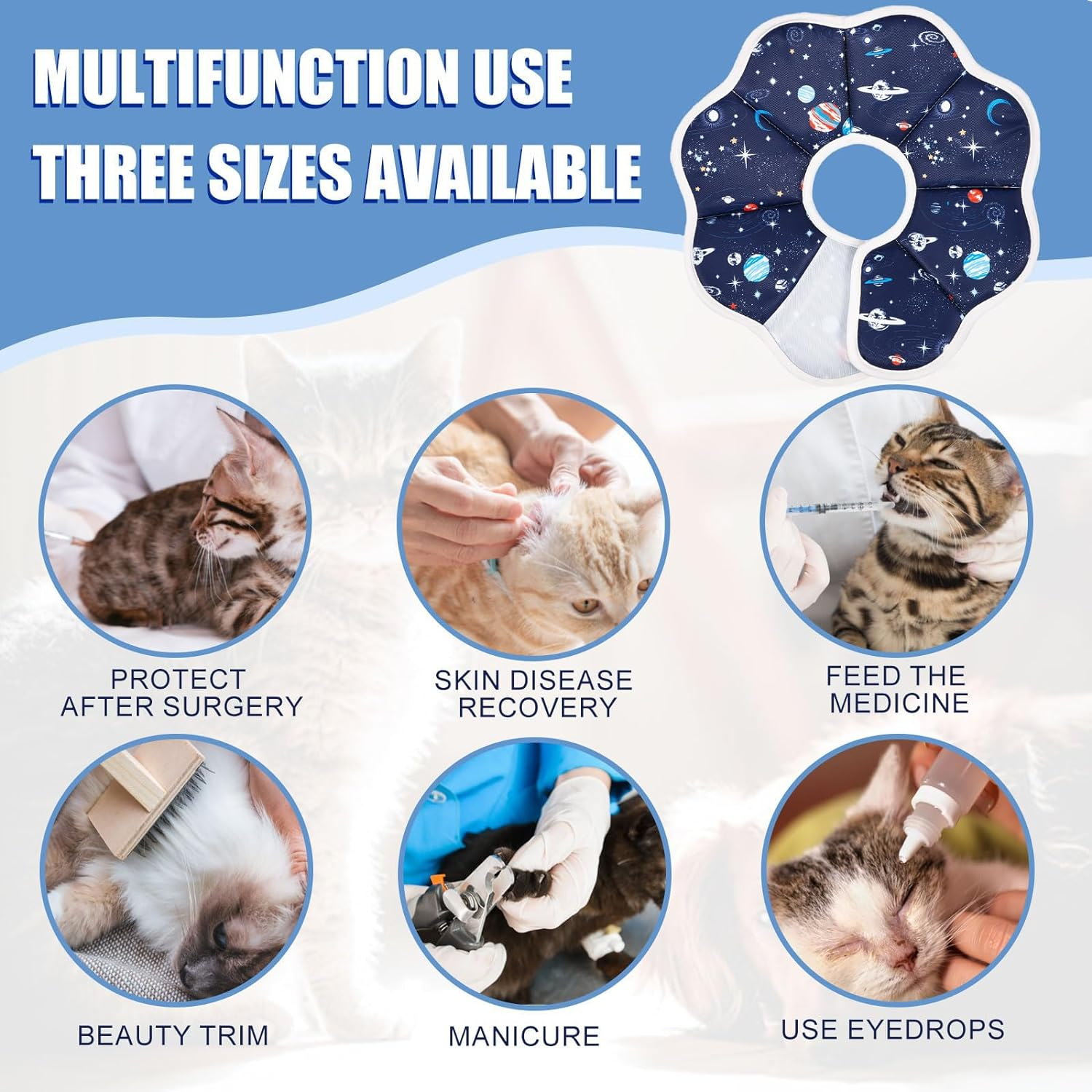 Cat Recovery Collar Protective Pet Cone Collar for after Surgery, Adjustable Elizabethan Collar Soft Comfortable Lightweight for Cat Kitten Prevent from Licking Wounds Scratching, Not Block Vision (M) image number 6