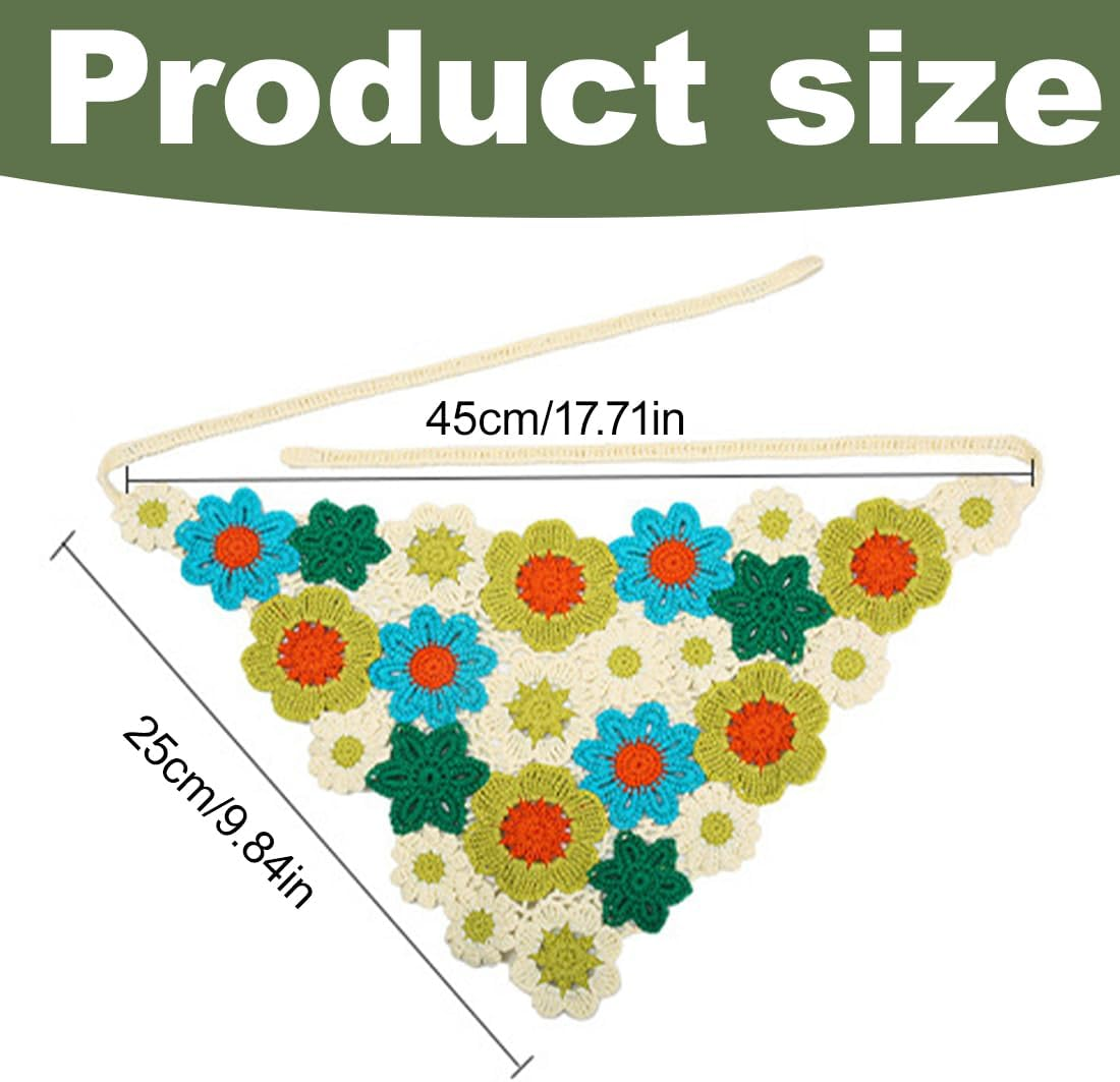 2 Pack Women Boho Headband, Triangle Turban Headband Hair Band, Elastic Hair Turban, Vintage Headband, Triangle Hairband, Handmade Hair Accessories for Girls and Women image number 2