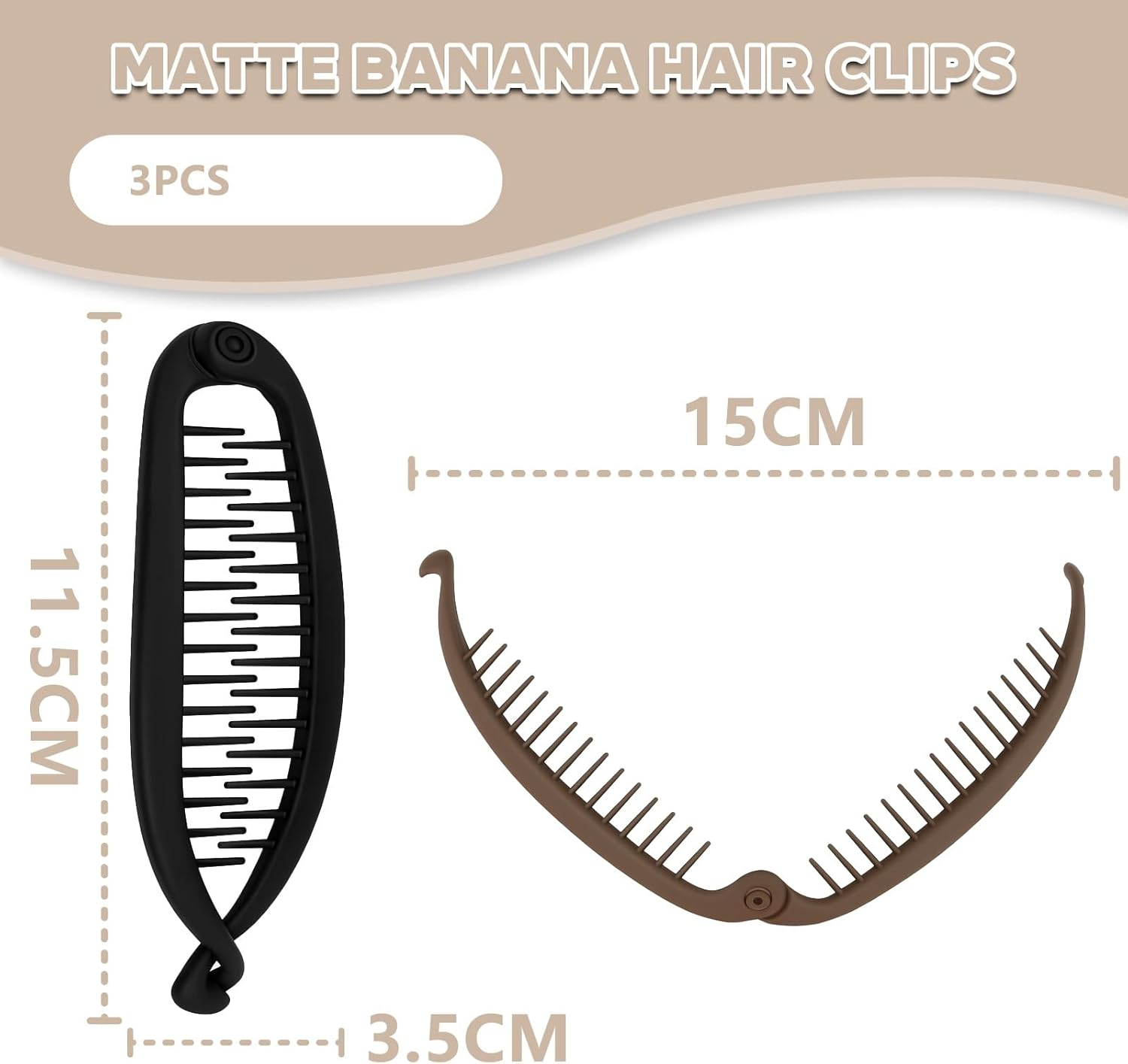 ARYIMYDP Pack of 3 Banana Clips, Banana Clip Hair, Banana Hair Clips for Thick Thin Hair, Non-Slip Elegant Hair Accessories Girls image number 4