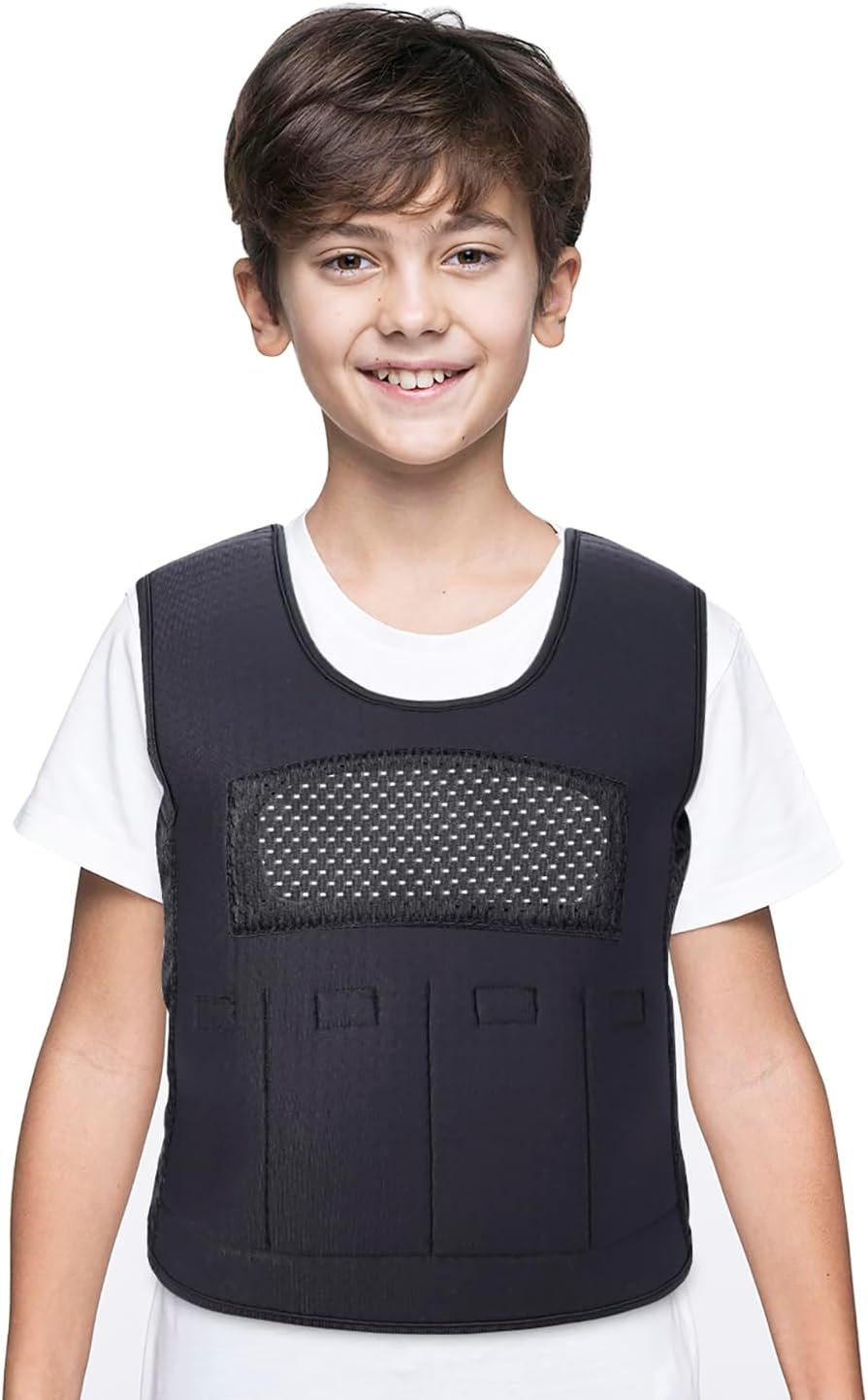 Weighted Vest for Kids with Sensory Issues(Ages 10+, Large) &ndash; Weighted Compression Vest for Children with Autism, ADHD, SPD, Sensory Overload, Includes 3Lbs Removable Weights (Black) image number 5