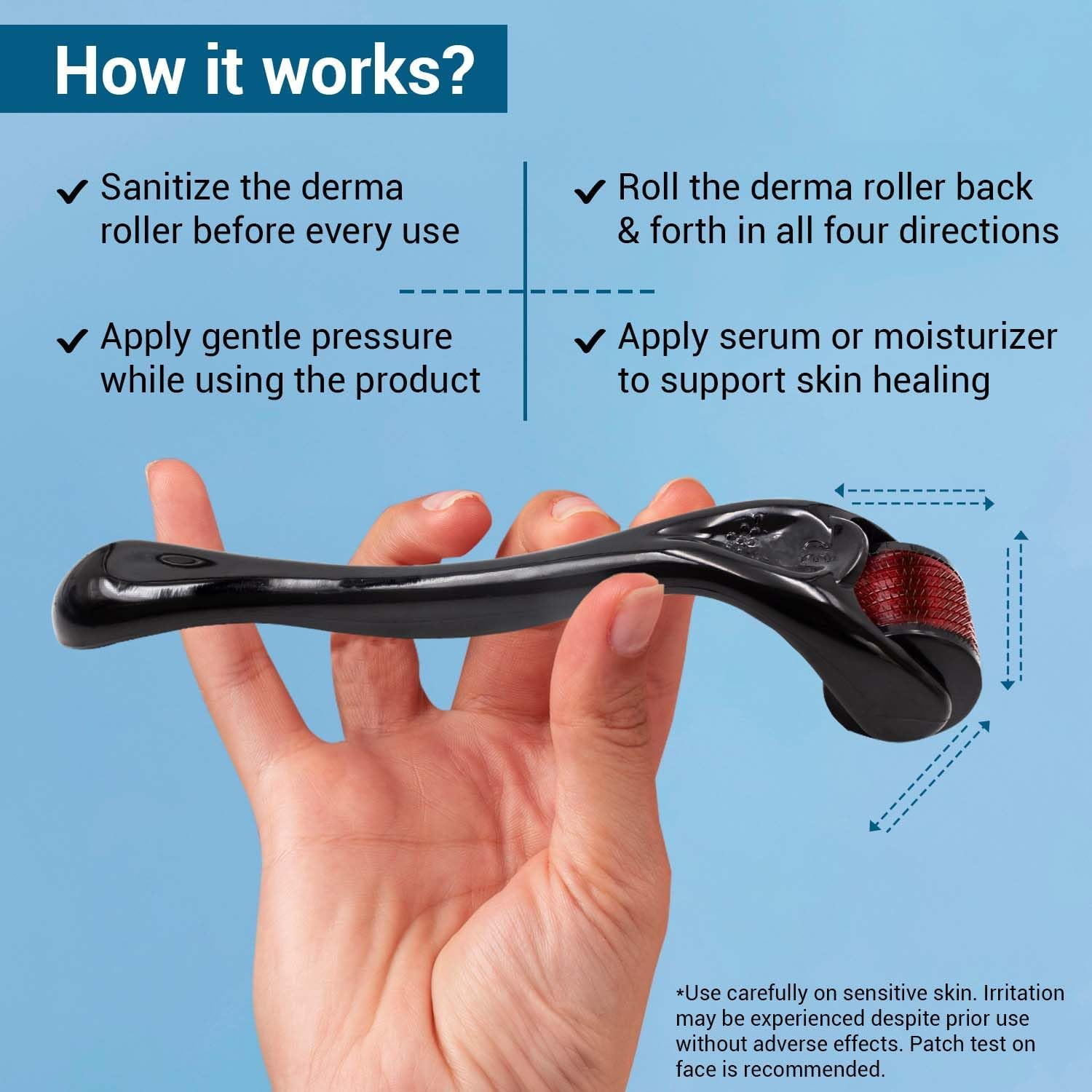 Sotrue Derma Roller for Hair Growth 1 Mm with 540 Stainless Steel Needles Repairs Damaged Hair, Activates Hair Follicles for Hair Fall Hair Thickening Reduces Acne Scars Safe Effective to Use image number 2