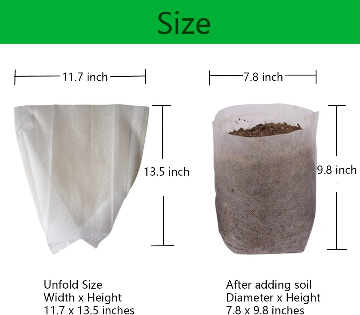 Gardtree Plant Nursery Bags 11.7&rdquo; X 13.5&rdquo; 50PCS, Non-Woven Biodegradable Plant Grow Bags Fabric Seedling Starter Pots for Vegetable Flower Fruit Saplings Tree, Home Garden Supply image number 5