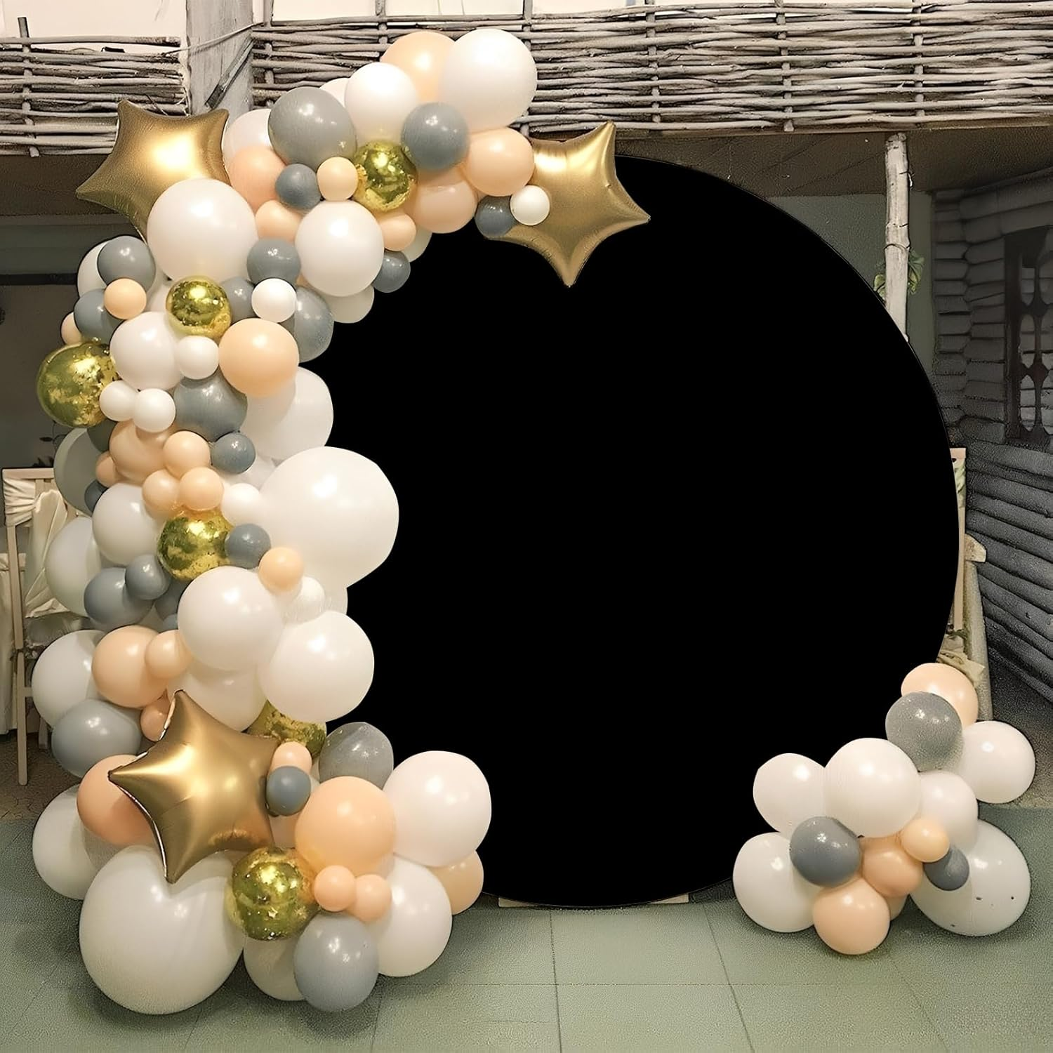 6.6Ft/7.2Ft round Arch Cover Elastic Adjustable Circle Arch Backdrop Cover Solid Color round Background Cover for Party D&eacute;cor Stand Not Include (White 7.2Ft)