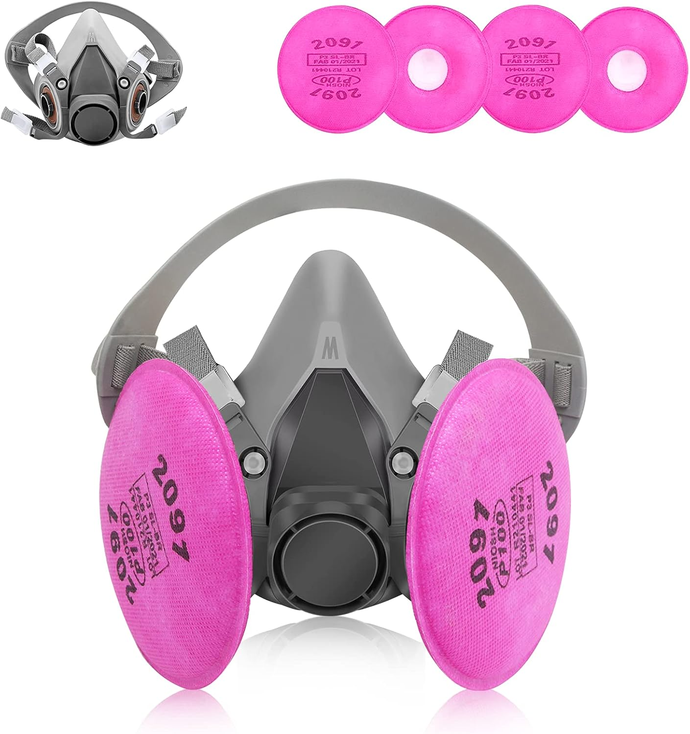 Reusable Half Facepiece Respirator, ASNABYYA Respirаtor against Dust and Organic Vapors, Face Cover Set Used for Painting, Woodworking, Polishing, Spraying, Decorating image number 1