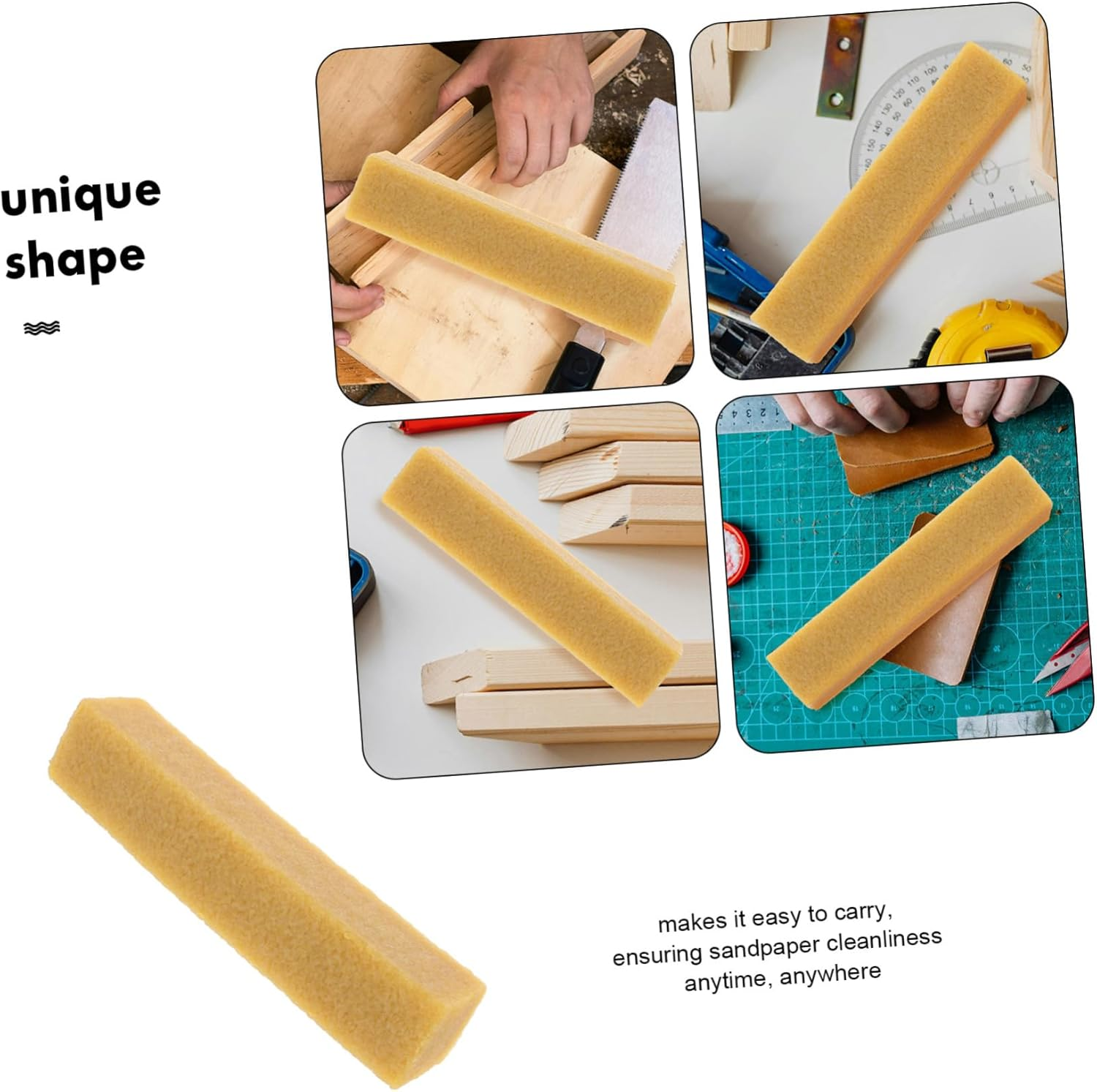 DOITOOL Sanding Belt Cleaner Stick Rubber Cleaning Block 200X40X40Mm for Sanding Discs and Automotive Sandpaper Woodworking Tool Debris Removal Suitable for Workshop Use image number 5
