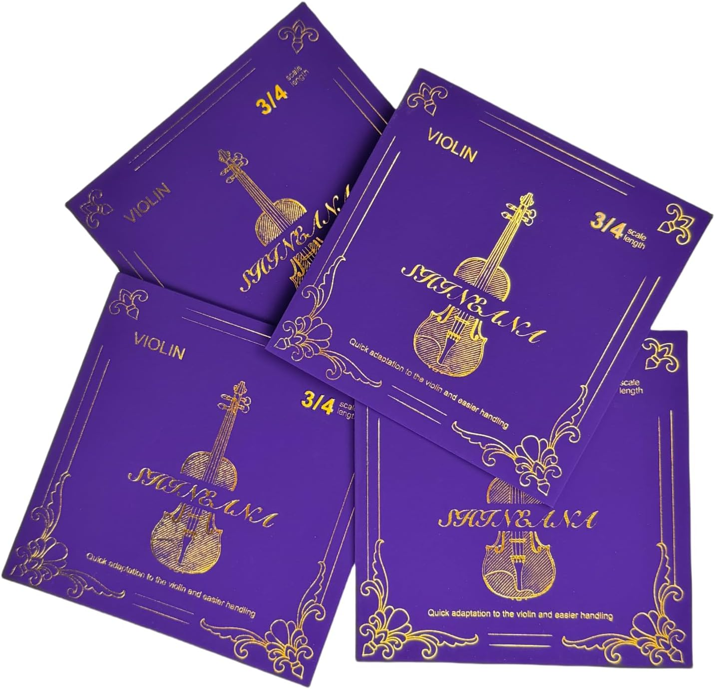 Violin Strings 4/4 Full Set, 4/4 Violin Strings Replacement,Long-Lasting Durability & Rich Tone - Handcrafted with Premium Materials- for All Levels (3/4 Scale)