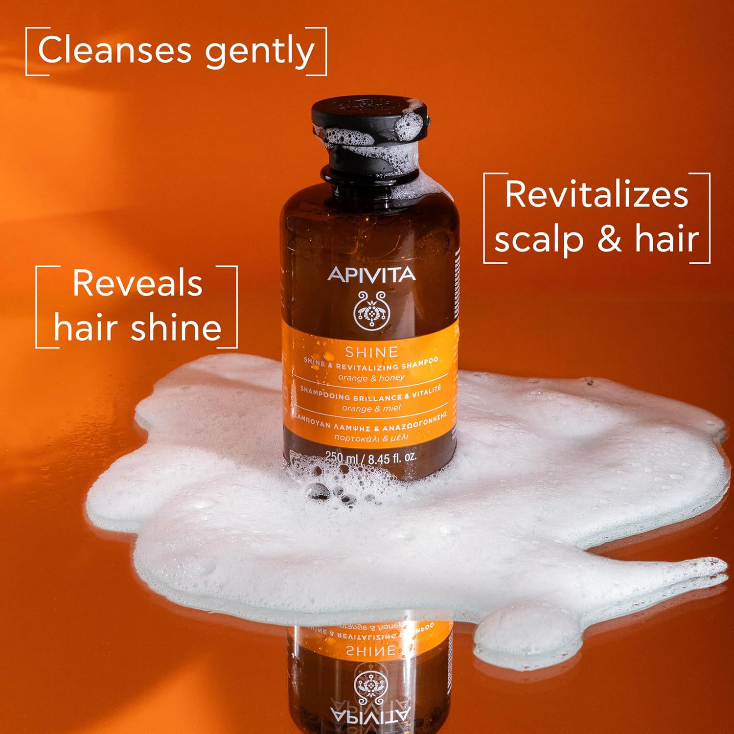 APIVITA Shine & Revitalizing Shampoo 8.45 Fl.Oz. | Natural Shampoo with Orange & Honey image number 2