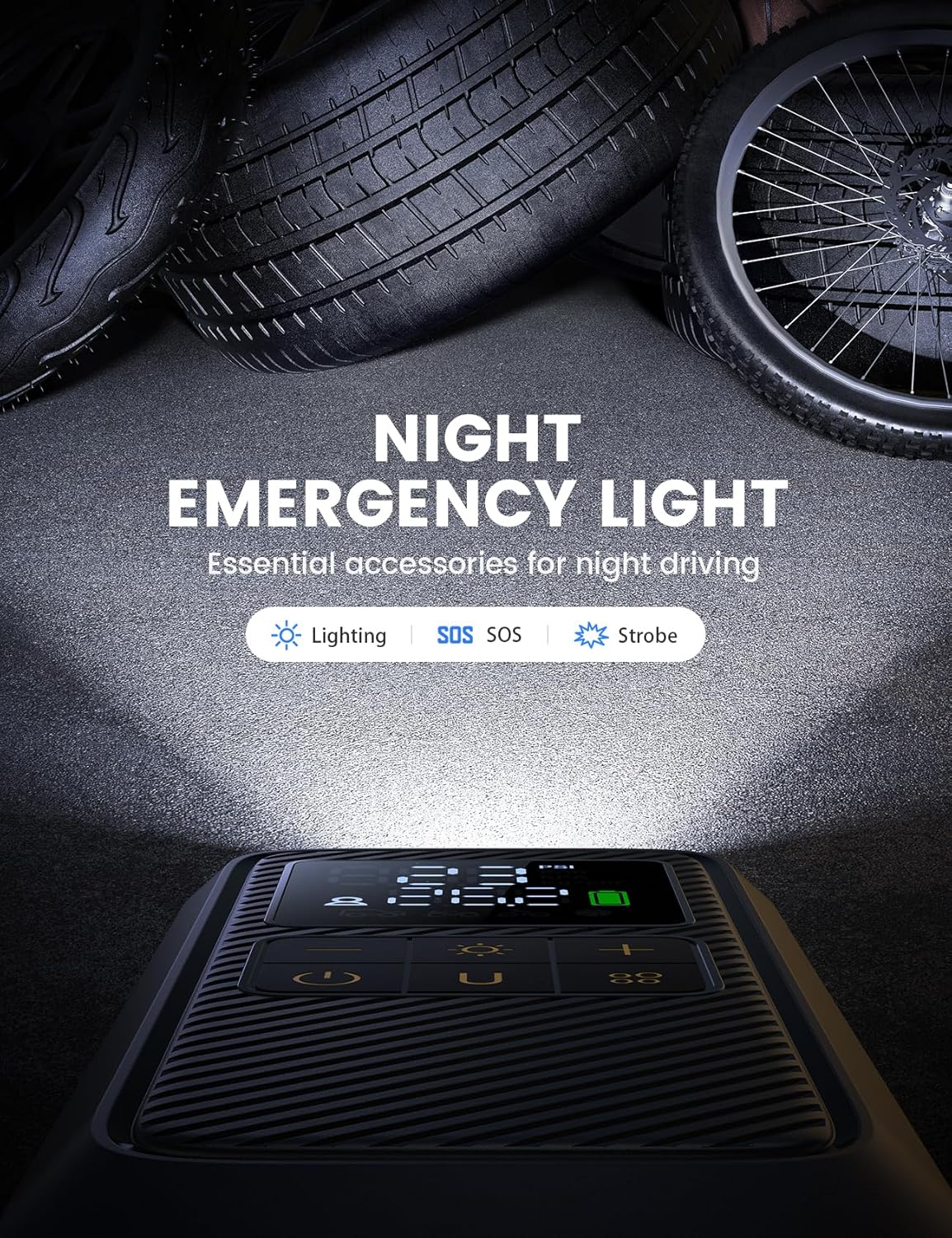 Lamicall Car Tyre Inflator Air Compressor - [5X Faster Inflation] Portable Air Pump with Digital Pressure Gauge & LED Light, 150PSI Electric Tyre Pump with Auto Shutoff for Car, Motorcycle, Bike, Ball image number 5